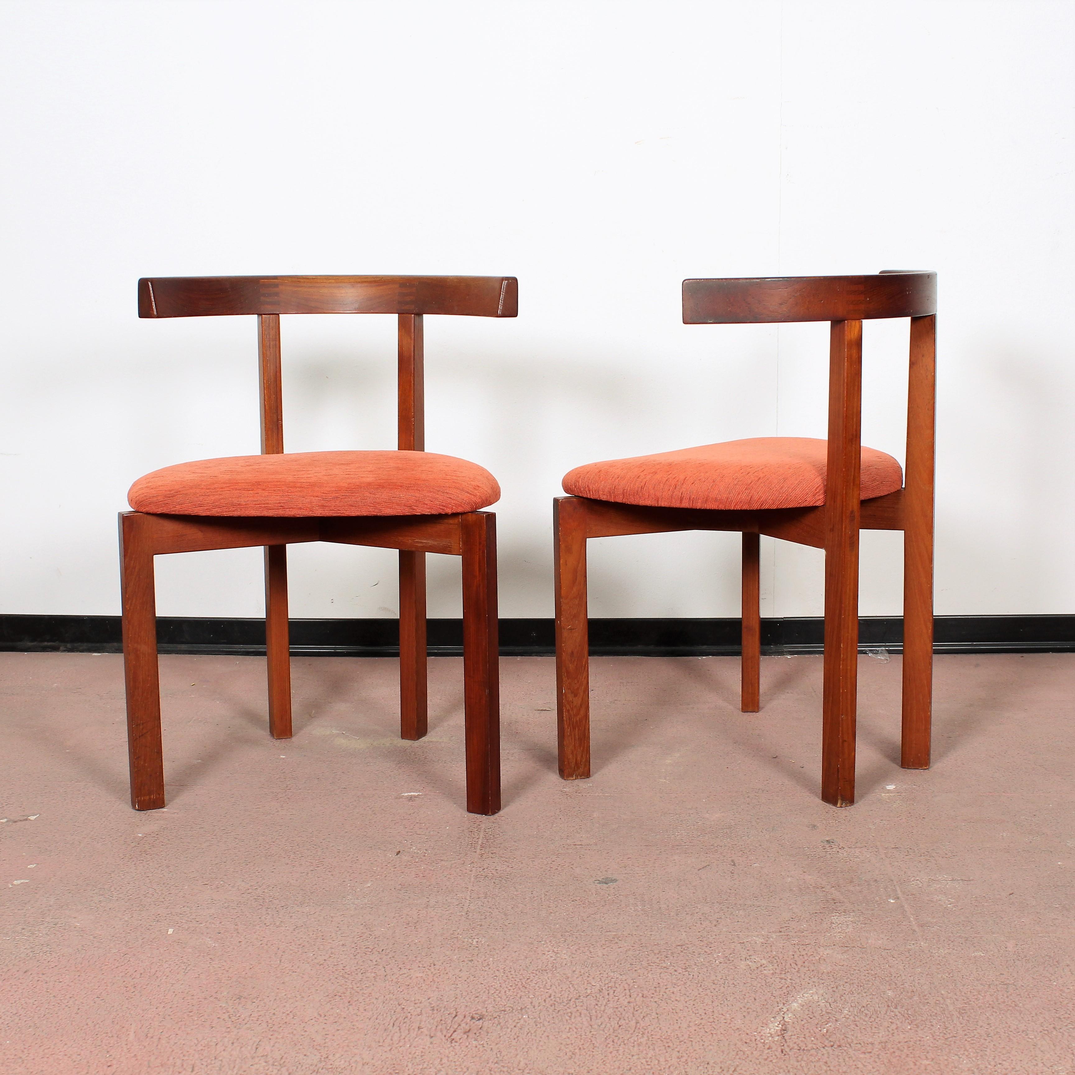  Midcentury Teak Wooden Chairs FF Caffrance 1960 Set of 4 In Good Condition In Palermo, IT