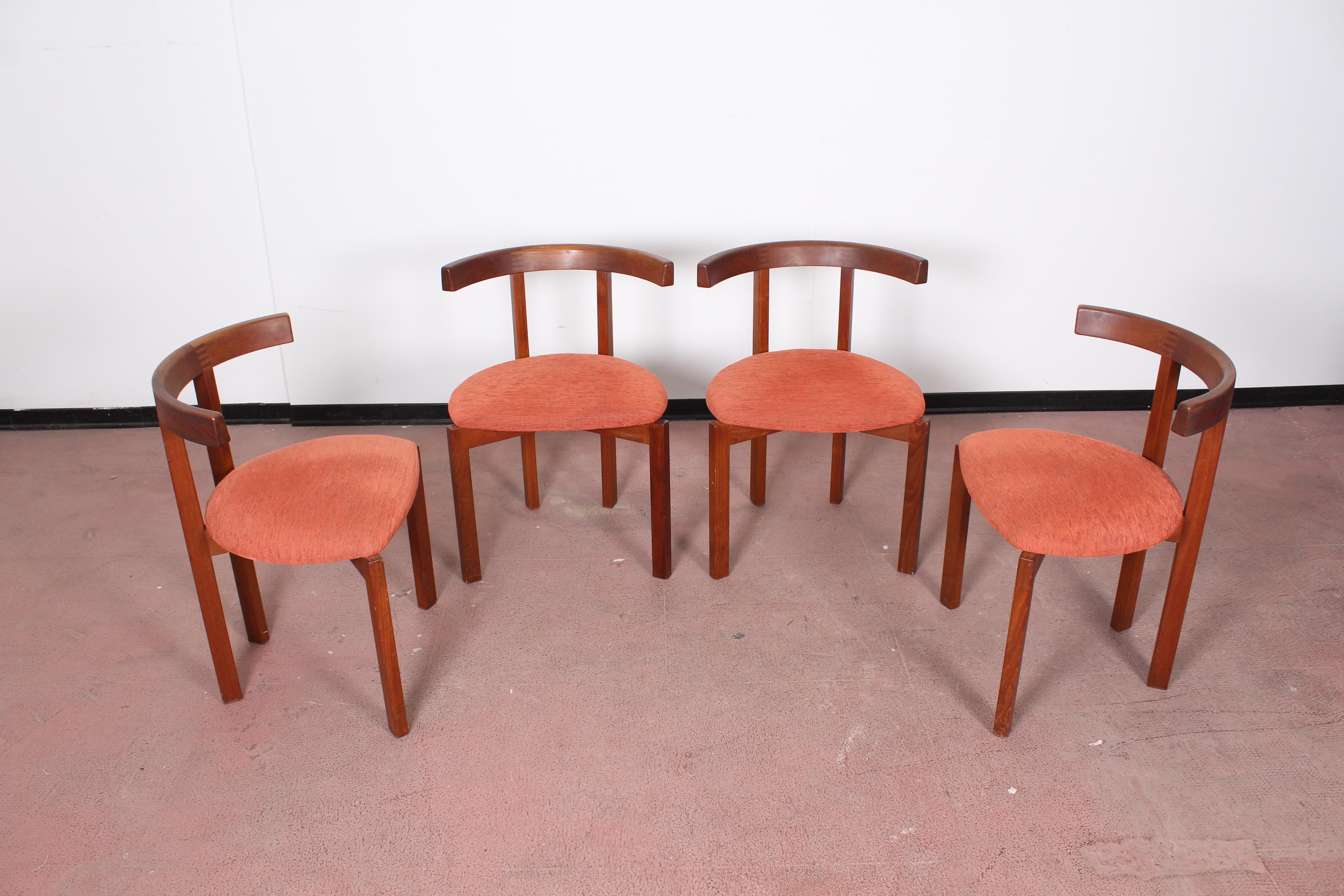  Midcentury Teak Wooden Chairs FF Caffrance 1960 Set of 4 1