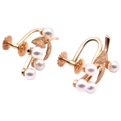 FF Fleeger Vintage 14 Karat Yellow Gold 1920s Pearl Earrings
