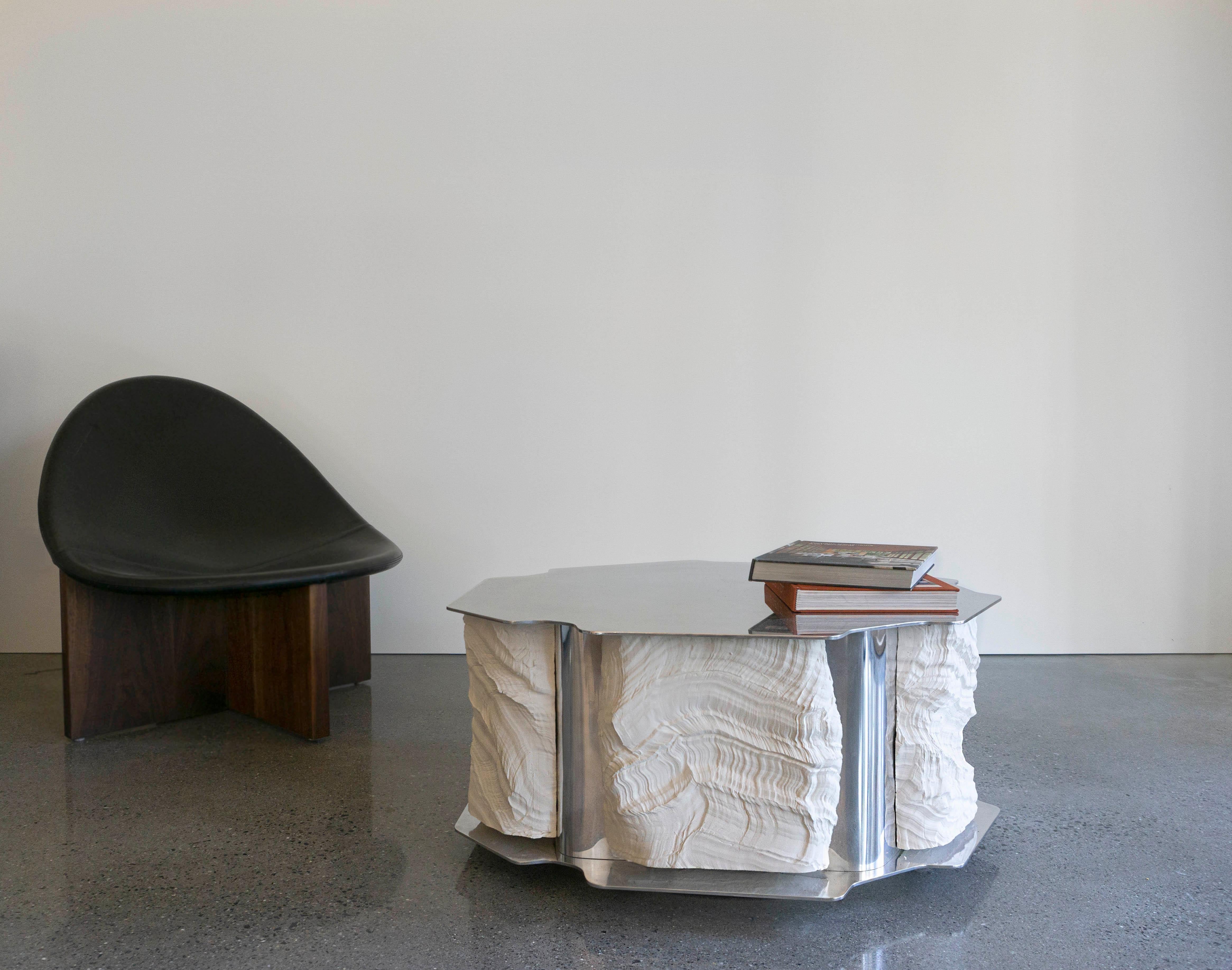 Modern Future Fossils Low Table in Stoneware and Aluminum by Simon Johns For Sale