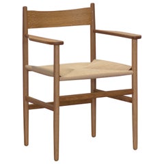 "FF02" Dining Chair w Arms and Paper cord Seat by Stokes Furniture