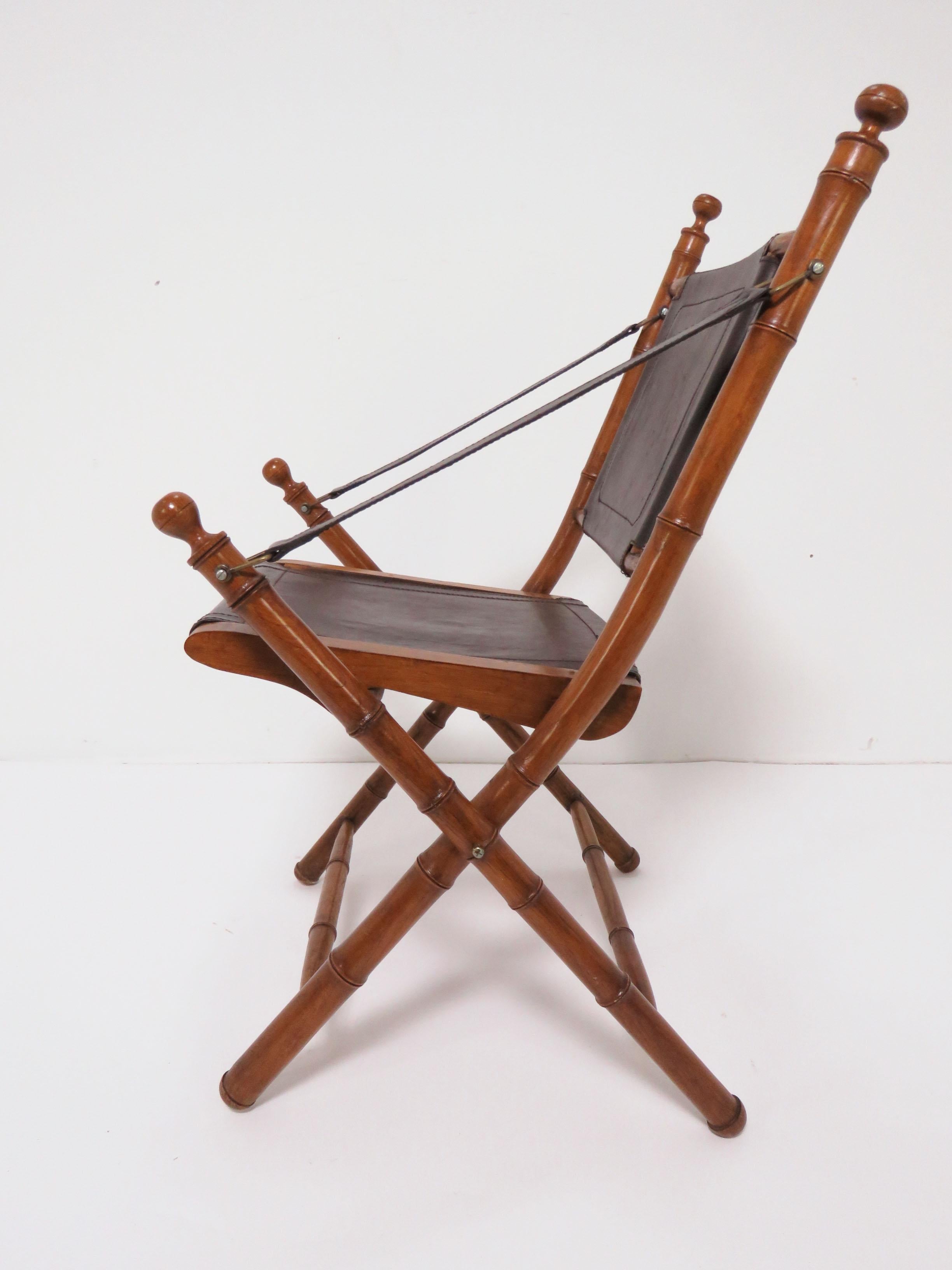 Silla de campaña plegable de bambú sintético, hacia 1960 Campaña