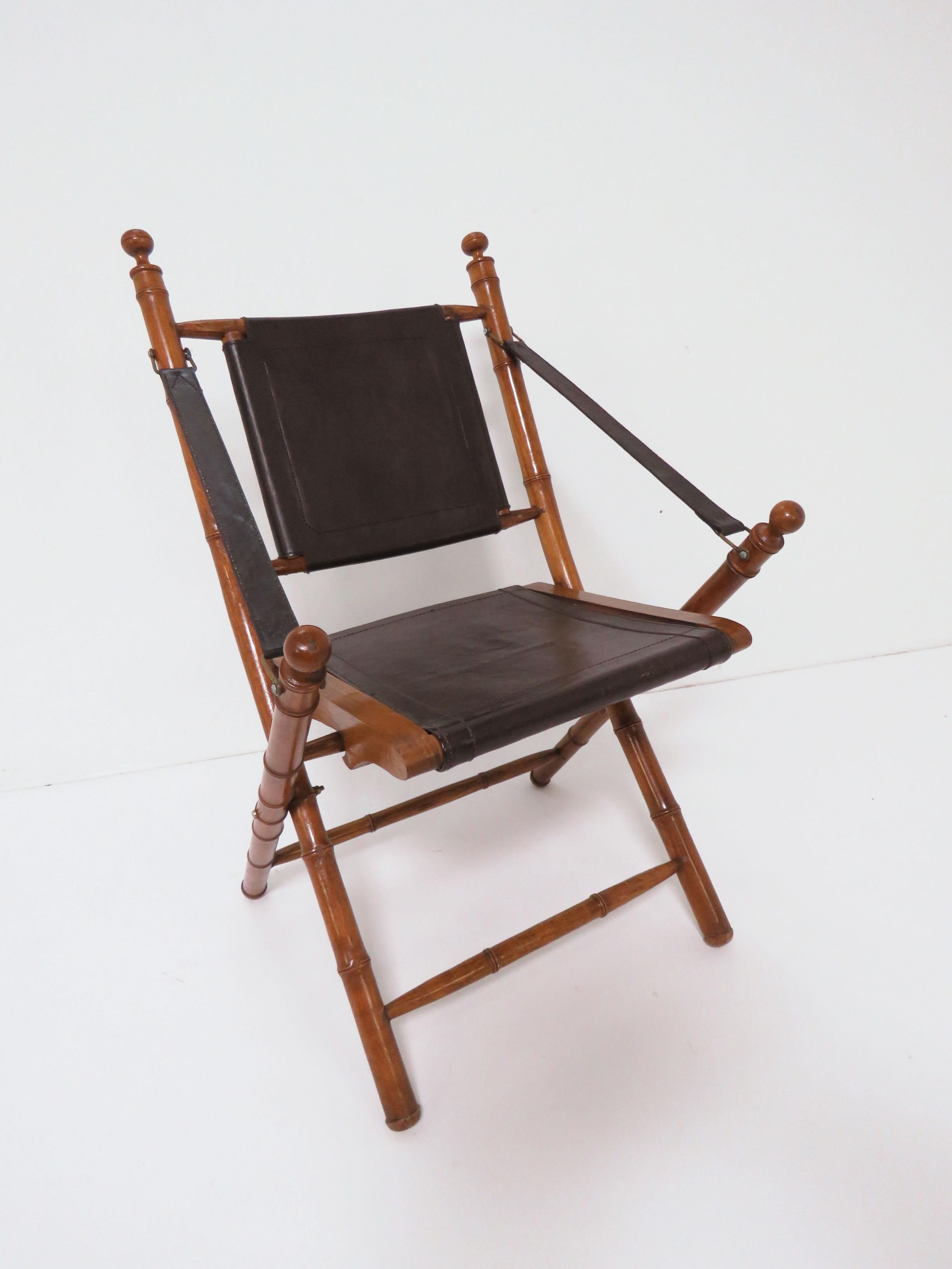 Silla de campaña plegable de bambú sintético, hacia 1960 mediados del siglo XX