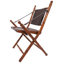 Silla de campaña plegable de bambú sintético, hacia 1960
