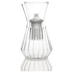 Vintage fferrone Contemporary Czech Fluted Talise Glass Water Filter Carafe Pitcher