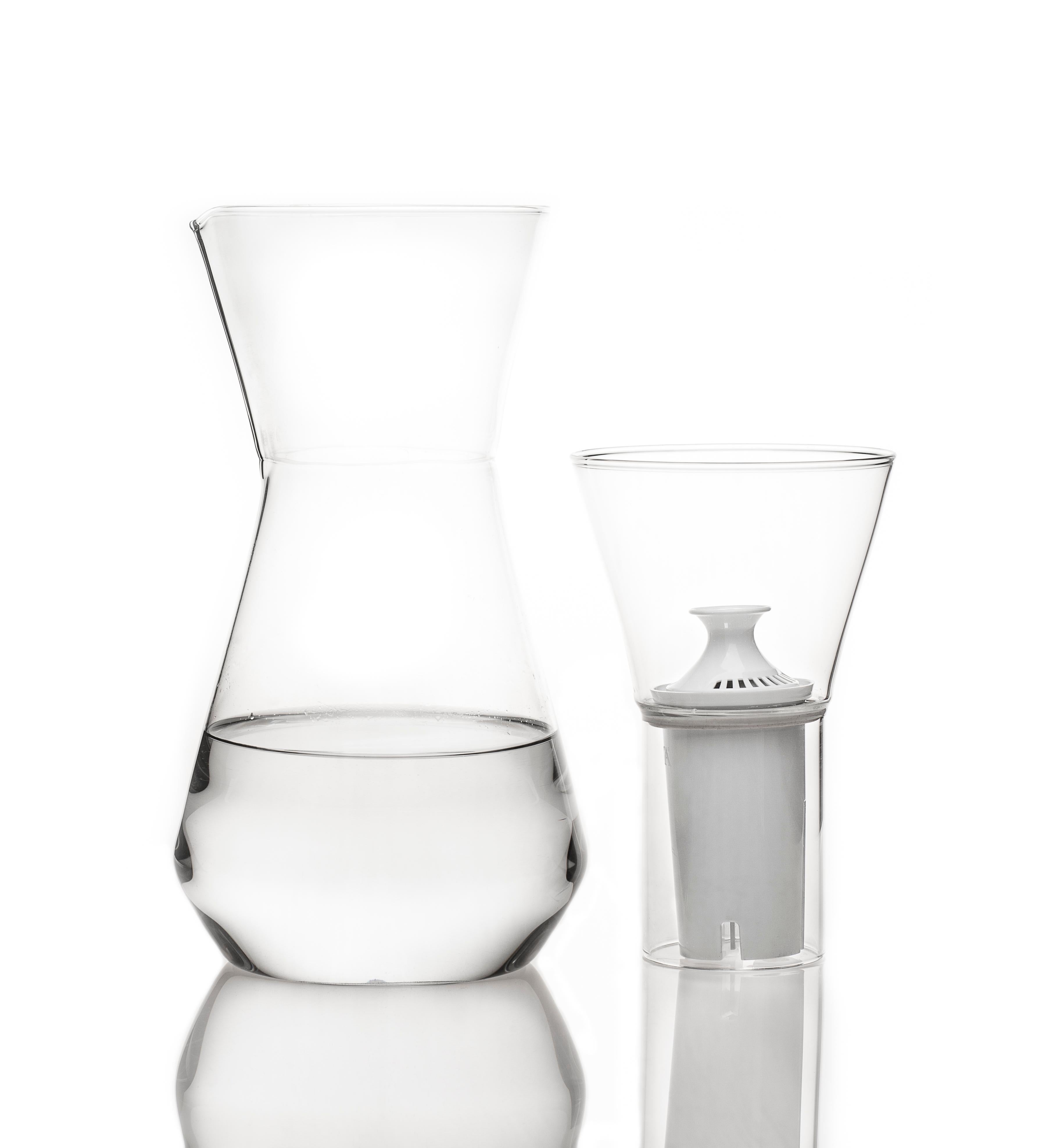 Modern fferrone Contemporary Czech Minimal Talise Glass Water Filter Carafe Pitcher For Sale