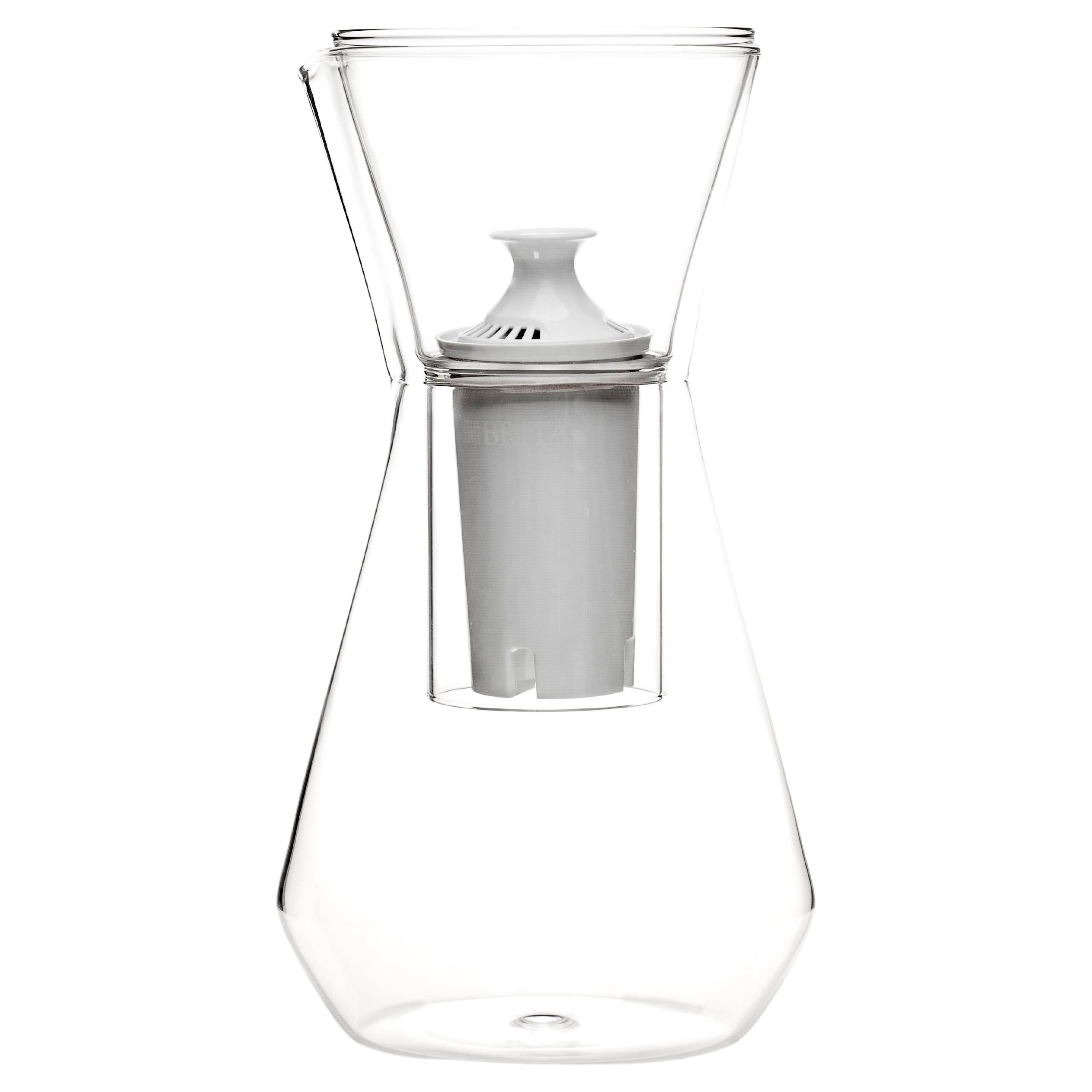 fferrone Contemporary Czech Minimal Talise Glass Water Filter Carafe Pitcher For Sale
