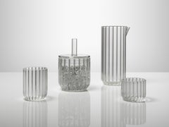 fferrone Contemporary Glass Ice Bucket with Lid handmade in Czech Republic