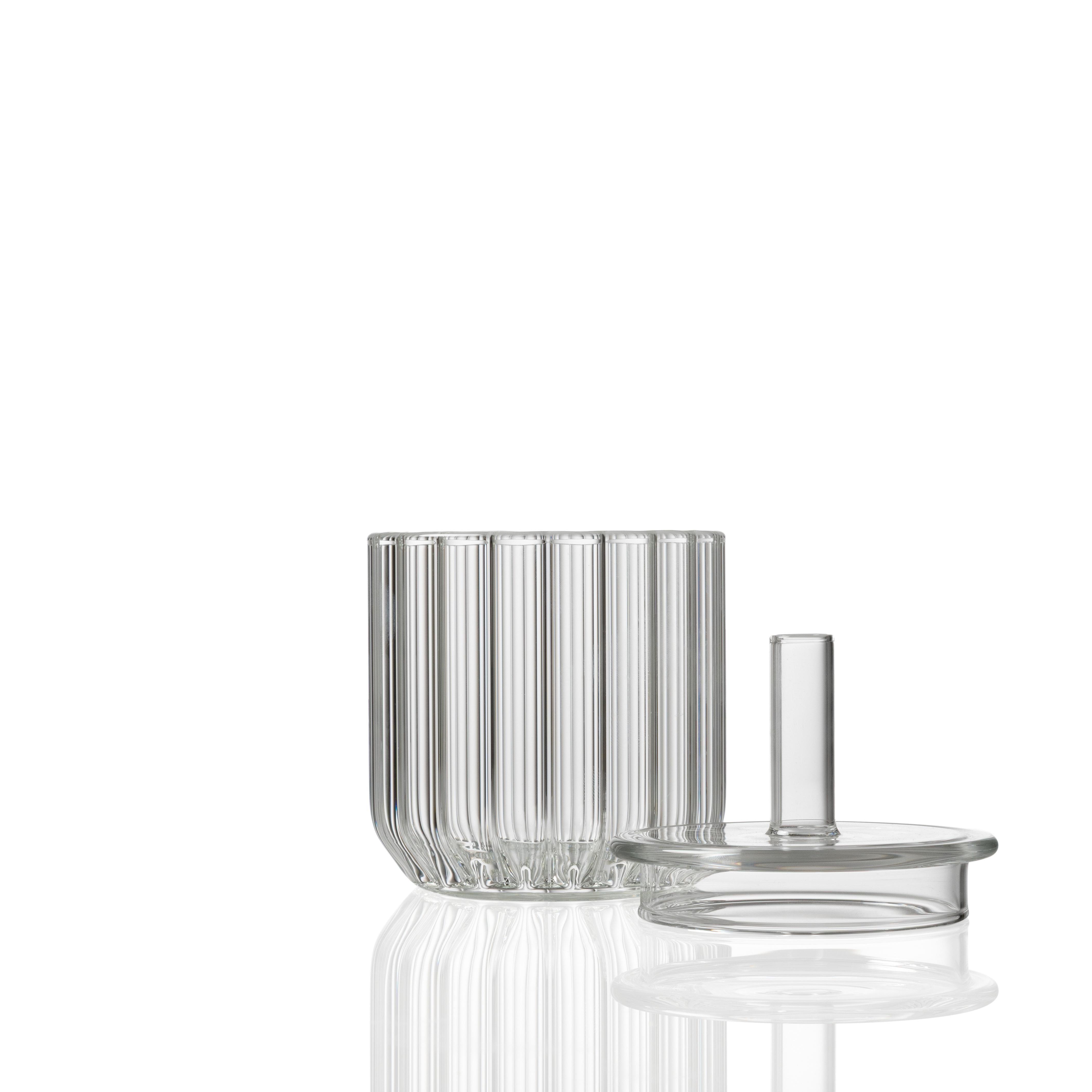 Fferrone Zeitgenössischer Eiskübel aus Glas mit Deckel, handgefertigt in der Tschechischen Republik im Zustand „Neu“ im Angebot in Chicago, IL