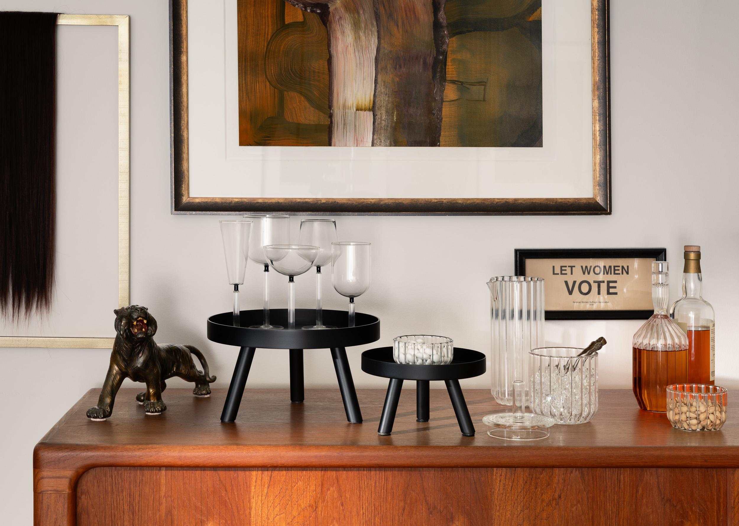 Fferrone Zeitgenössischer Eiskübel aus Glas mit Deckel, handgefertigt in der Tschechischen Republik (Geblasenes Glas) im Angebot