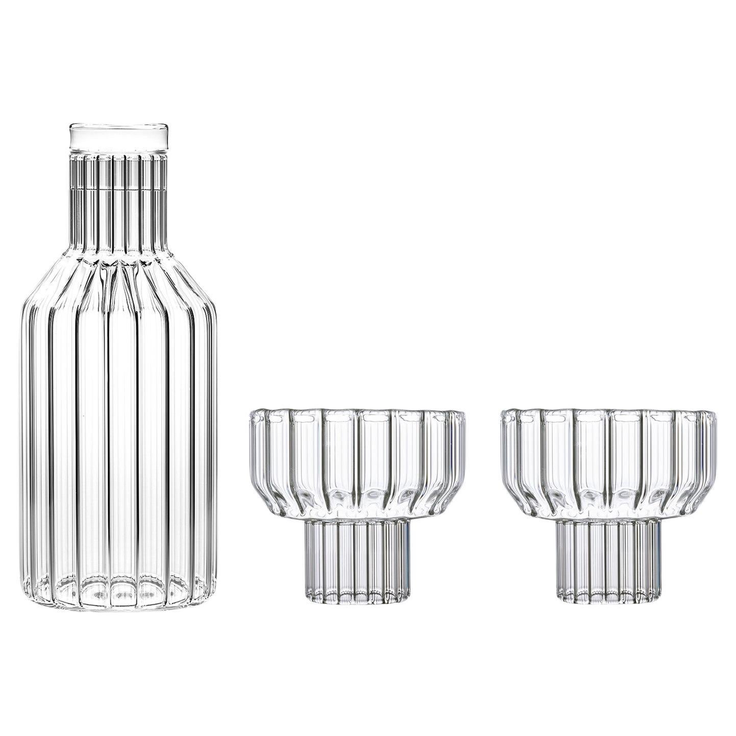 fferrone Contemporary Decanter with two Champagne Coupes  For Sale