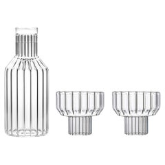 fferrone Contemporary Decanter with two Champagne Coupes 
