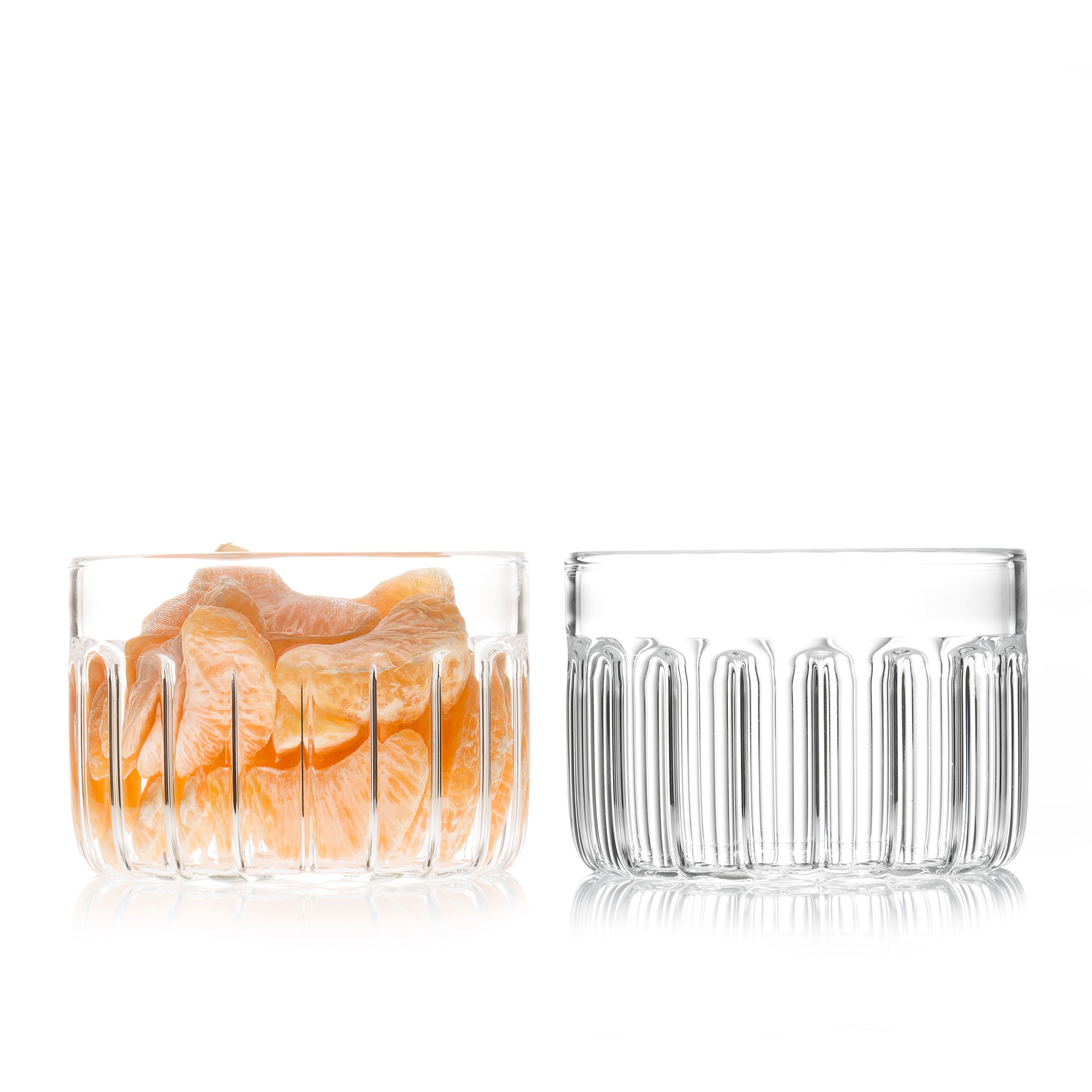 Czech fferrone Contemporary Four Tumblers with Large and Medium Finger Bowls For Sale
