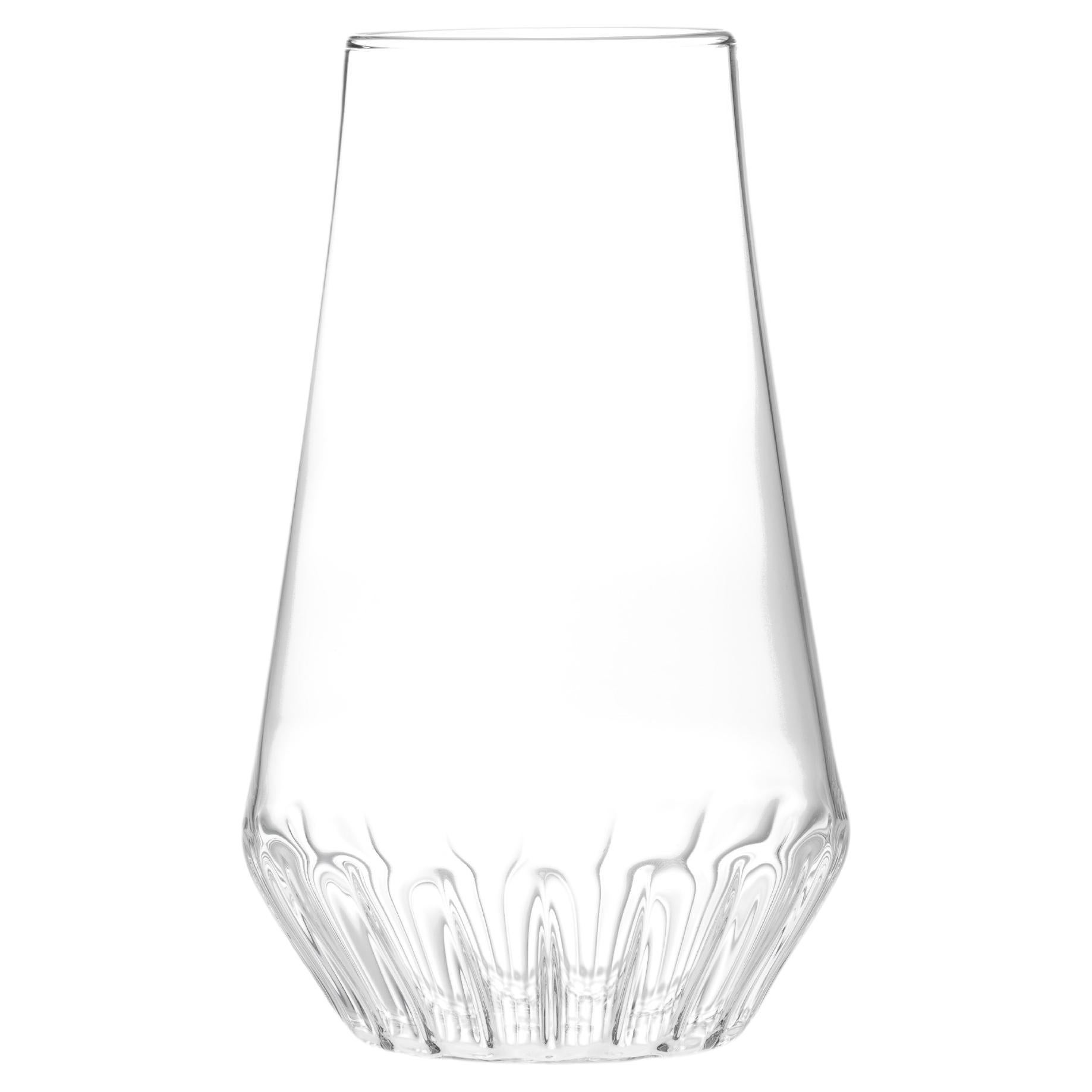 fferrone Contemporary Handcrafted Czech Clear Glass Modern Medium Vase 