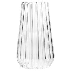 fferrone Contemporary Handcrafted Czech Fluted Glass Large Vase