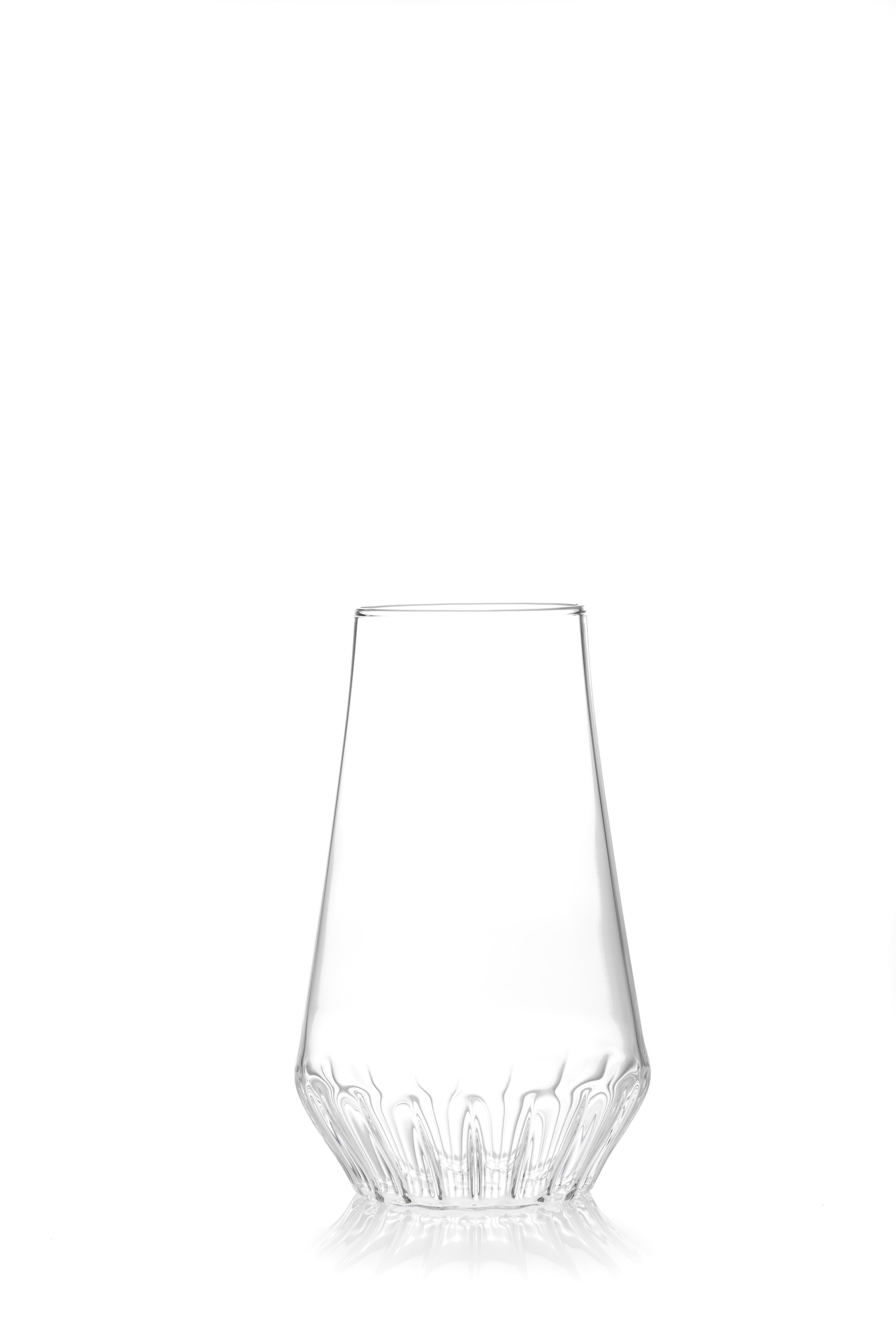 Modern fferrone Contemporary Handcrafted Czech Large & Medium Clear Glass Vases  For Sale