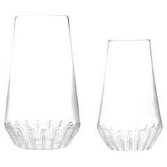 fferrone Contemporary Handcrafted Czech Large & Medium Clear Glass Vases 