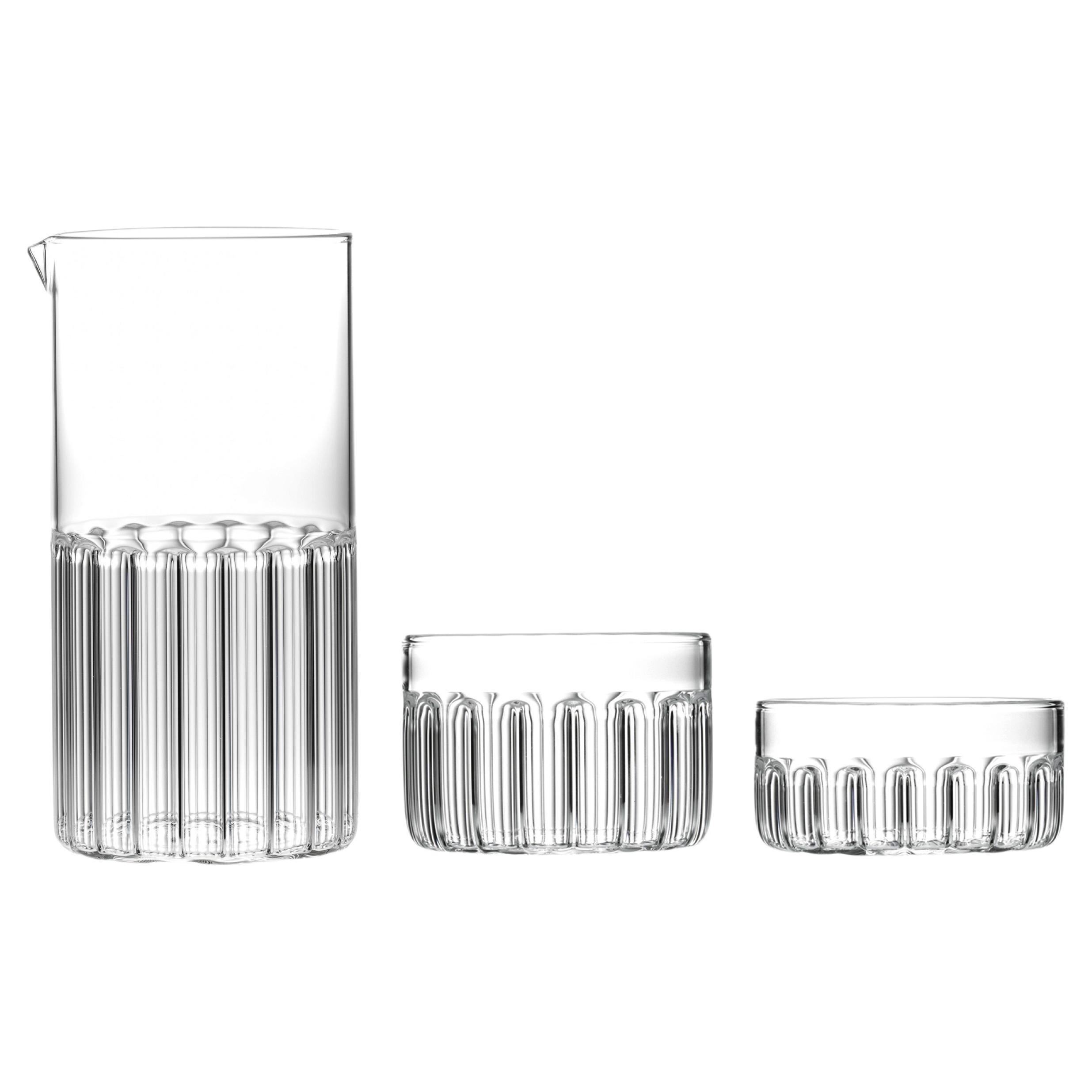 fferrone Contemporary Cocktail Carafe with Large and Medium Finger Bowls For Sale