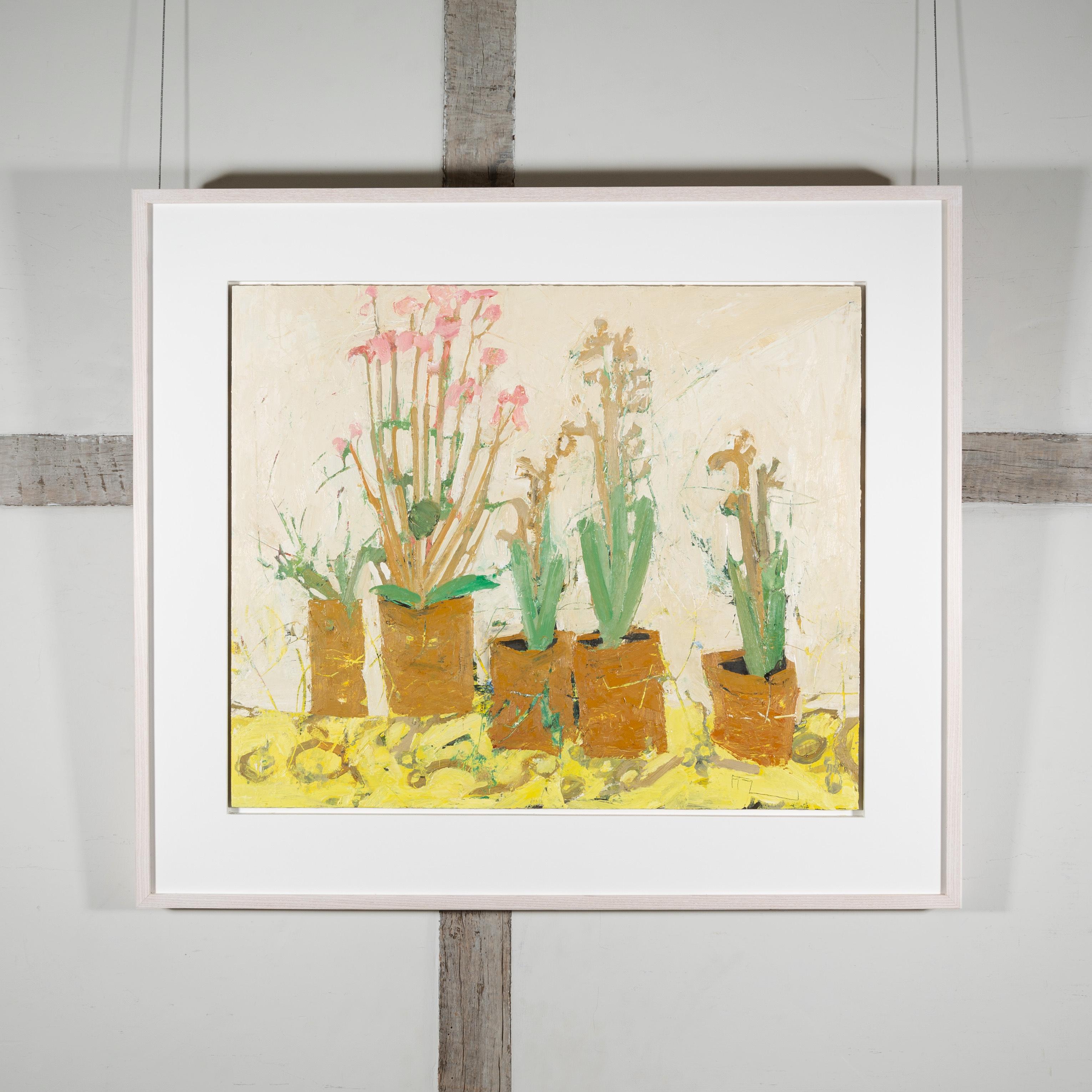 Curioso vaso sull'oro dell'imperatore, 2020 - Pittura a olio di fiori con rosa - Painting di Ffiona Lewis