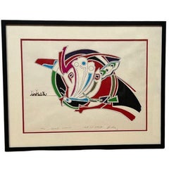 Vintage "Bull and Butterfly" Lithograph signed F.G.Silva