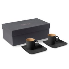 Fıgures 0&0 Handle Espresso Cup Wıth Saucer Set Of 2 Black - Black &Straw