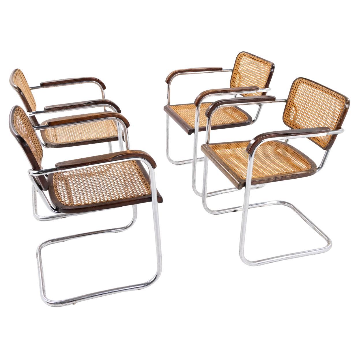 FH 6107 - Set of four armchairs in steel by Fritz Hansen. For Sale
