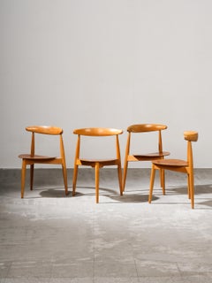 Model FH4103 Heart Dining Chairs by Hans Wegner for Fritz Hansen, Denmark, 1950s