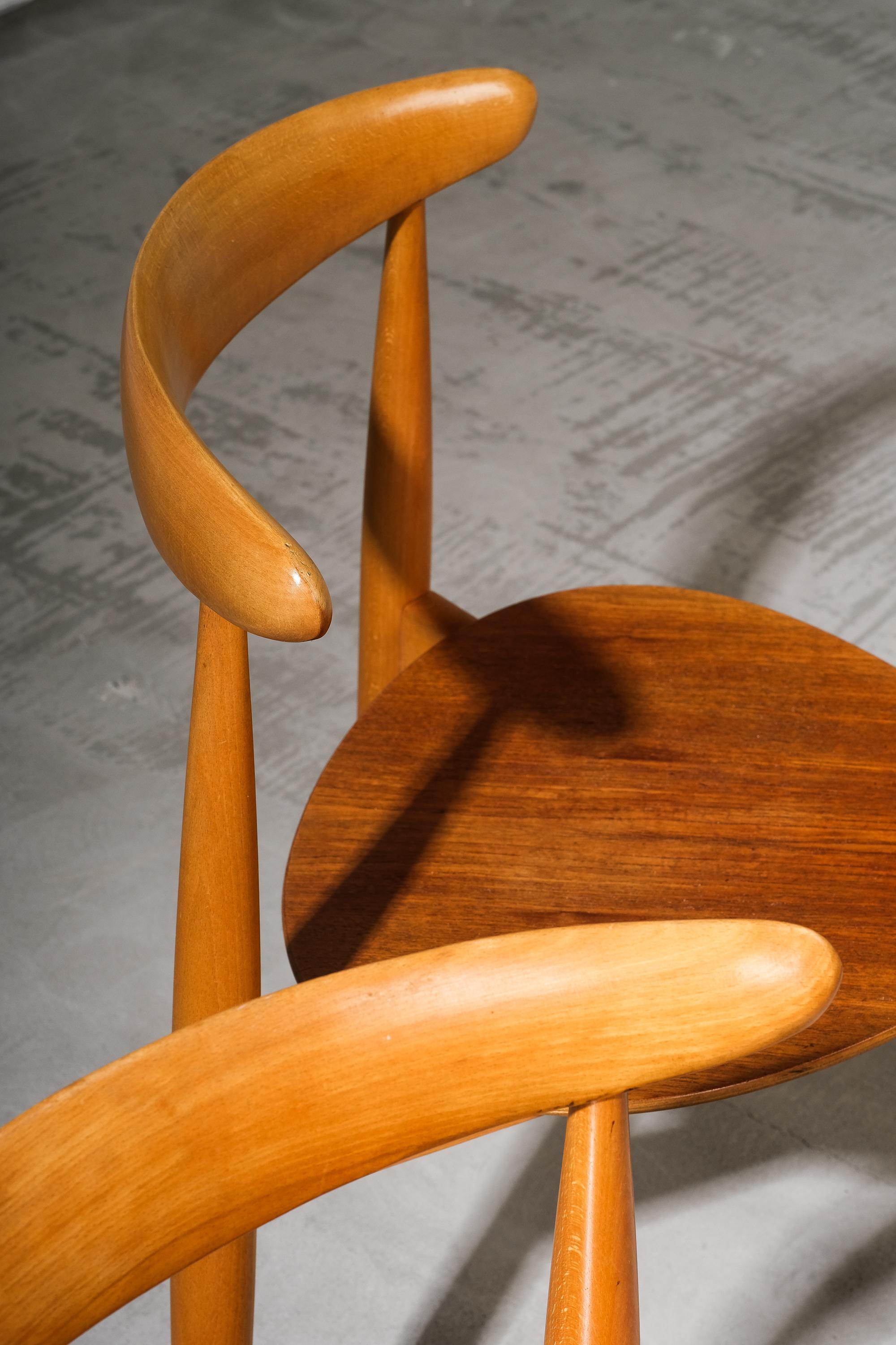 Metà XX secolo Sedie da pranzo modello FH4103 Heart di Hansen per Fritz Hansen, Danimarca, anni '50 in vendita