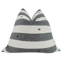 FI Custom Hand-Spun Silk & Wool Stripe & Motif Pillow