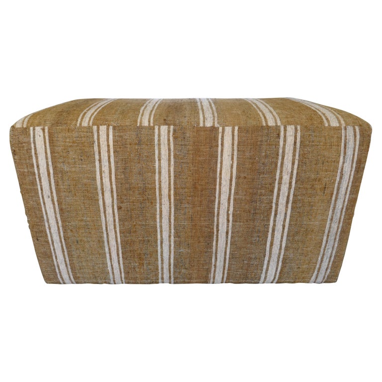 FI Custom Vintage Berber Kilim Wool Ottoman / Bench at 1stDibs