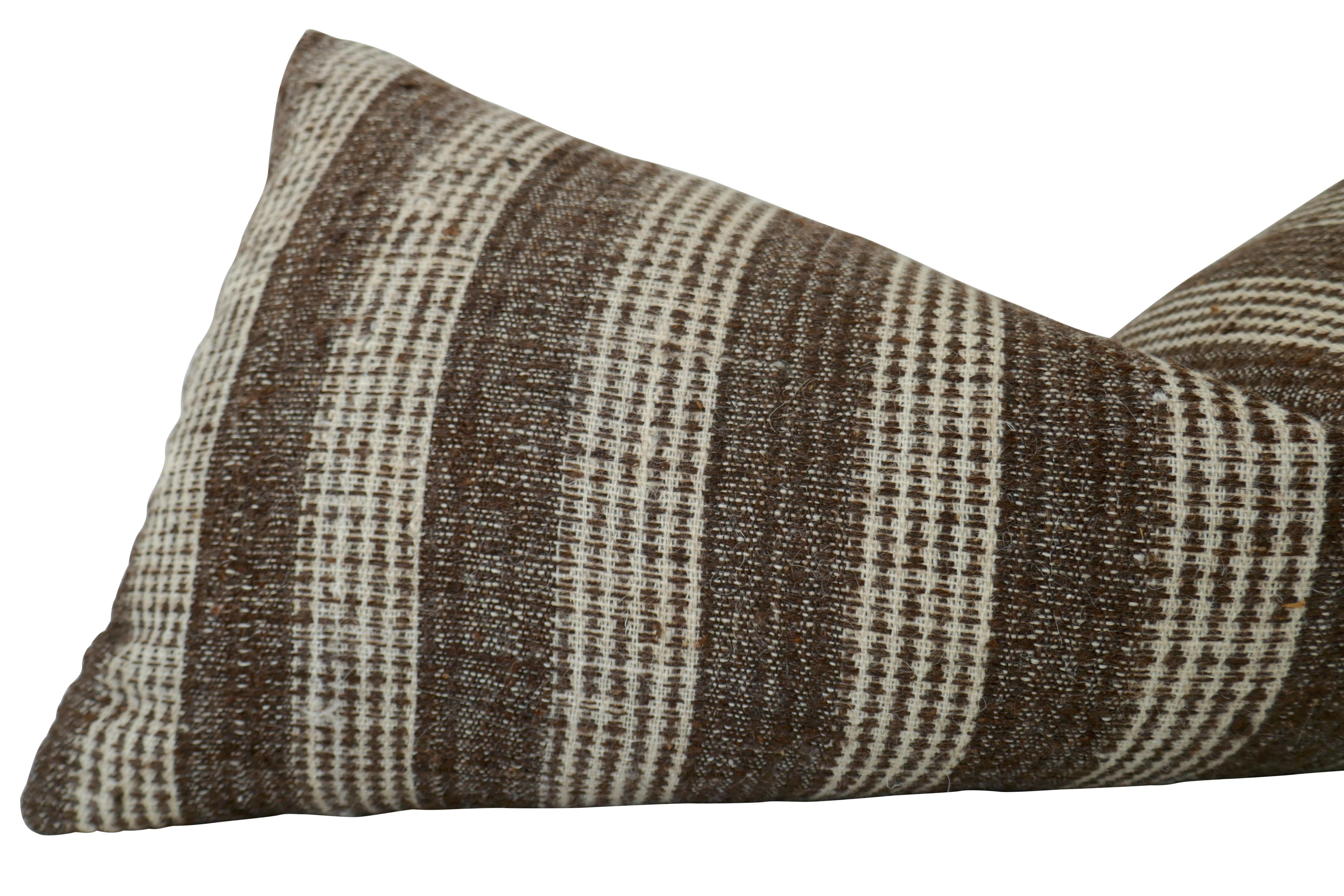 Indian FI Hand-Spun Wool Stripe Large Body Pillow For Sale