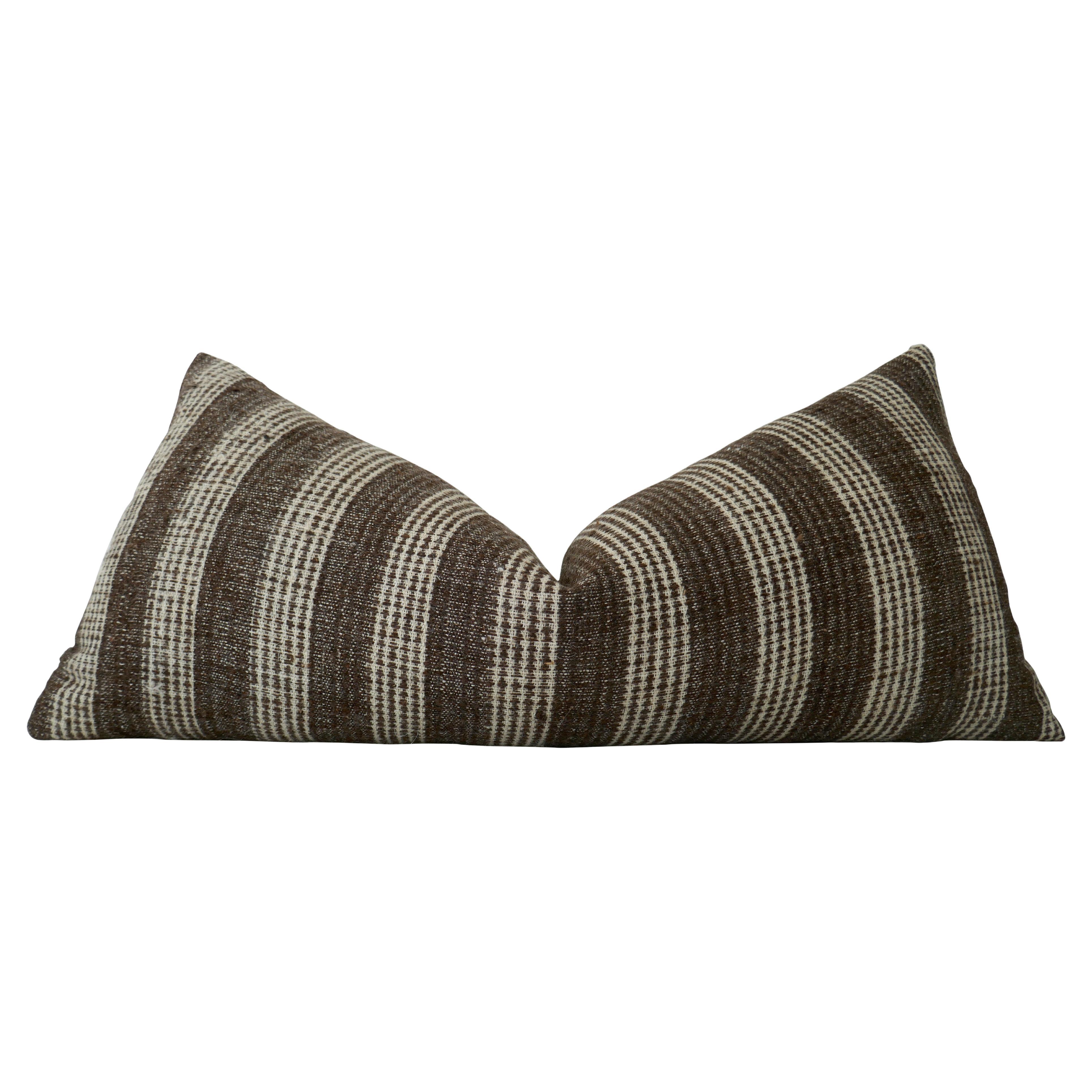 FI Hand-Spun Wool Stripe Large Body Pillow For Sale