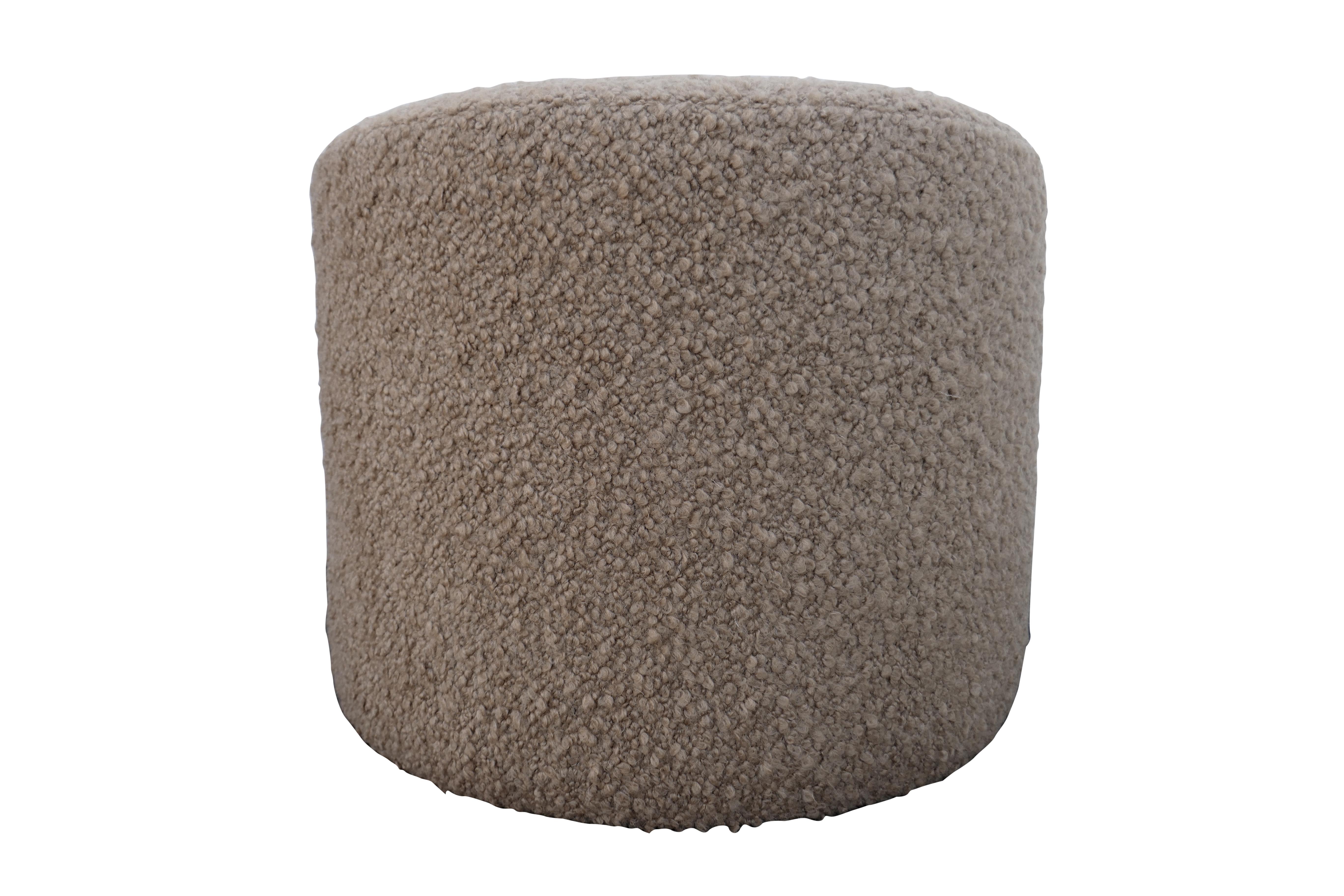 American FI Ultra-Luxe Camel Shearling Cylinder Ottoman  For Sale