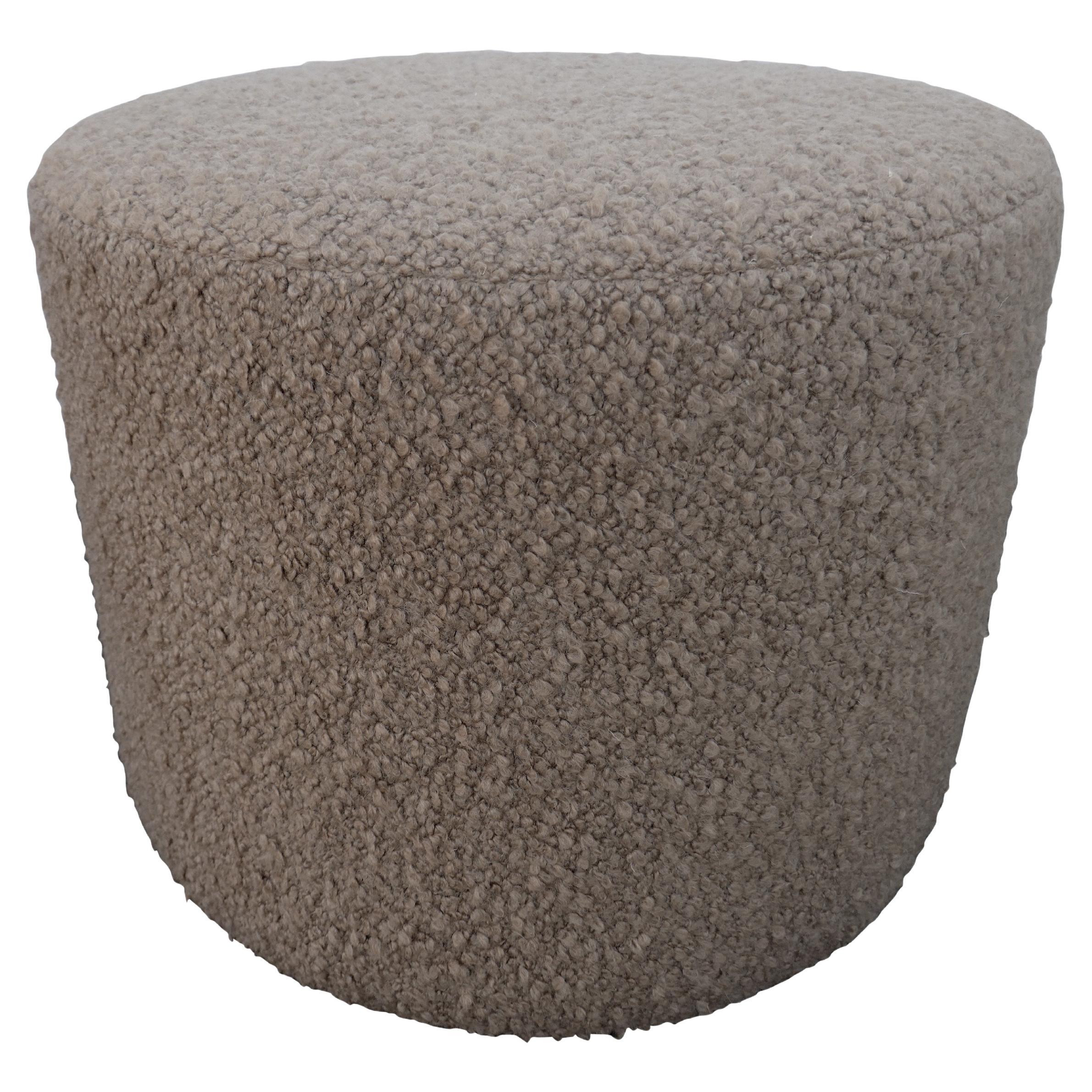 FI Ultra-Luxe Camel Shearling Cylinder Ottoman  For Sale