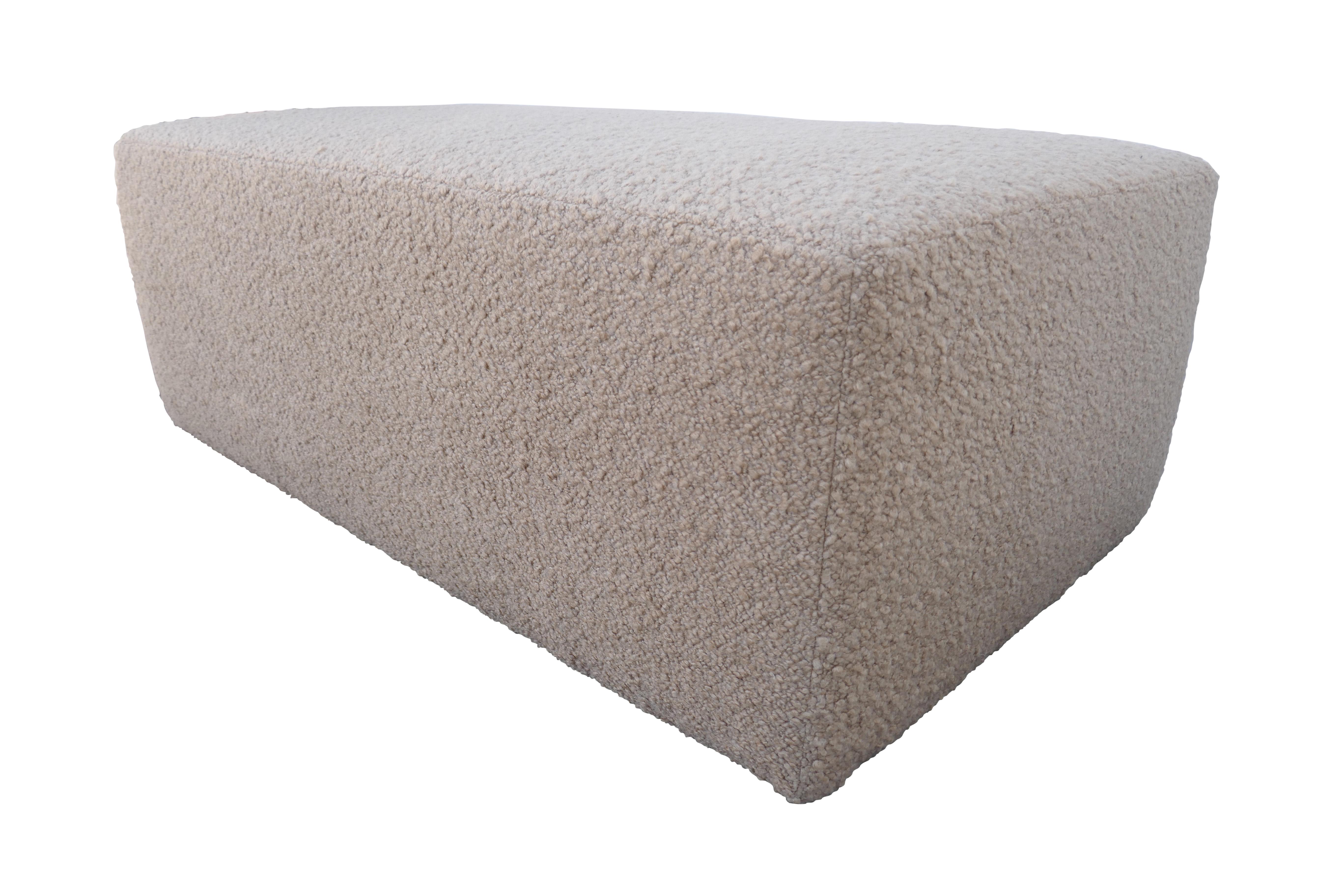 Hand-Crafted FI Ultra-Luxe Camel Shearling Ottoman, Large For Sale