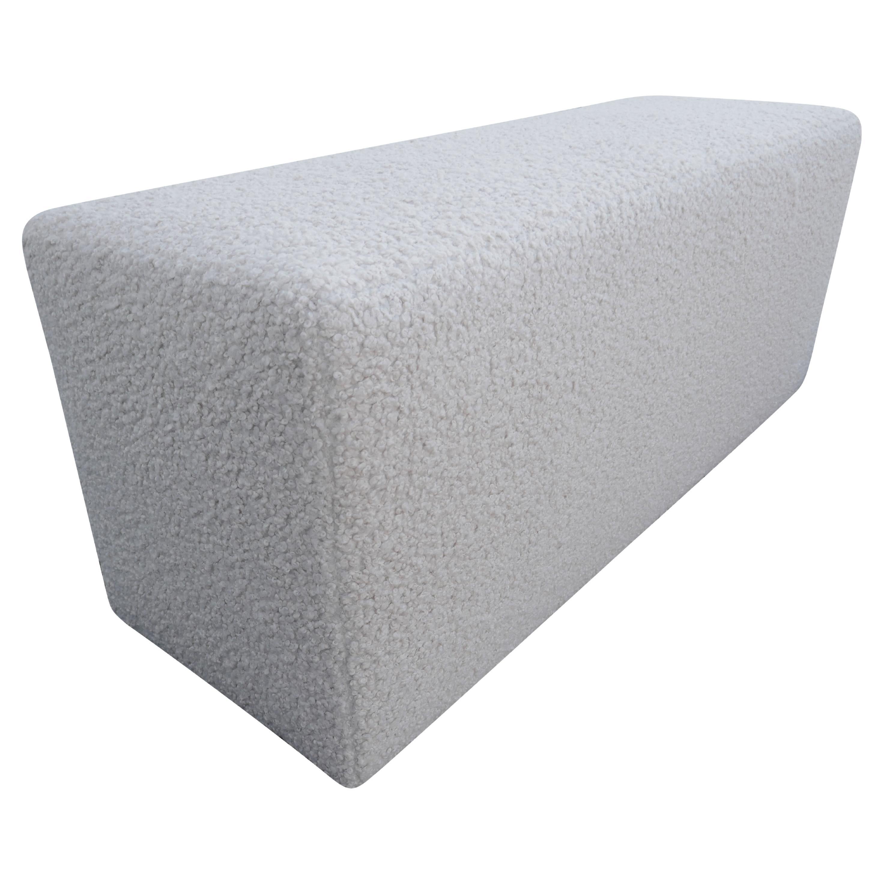 FI Ultra-Luxe Cloud White Shearling Bench / Ottoman For Sale