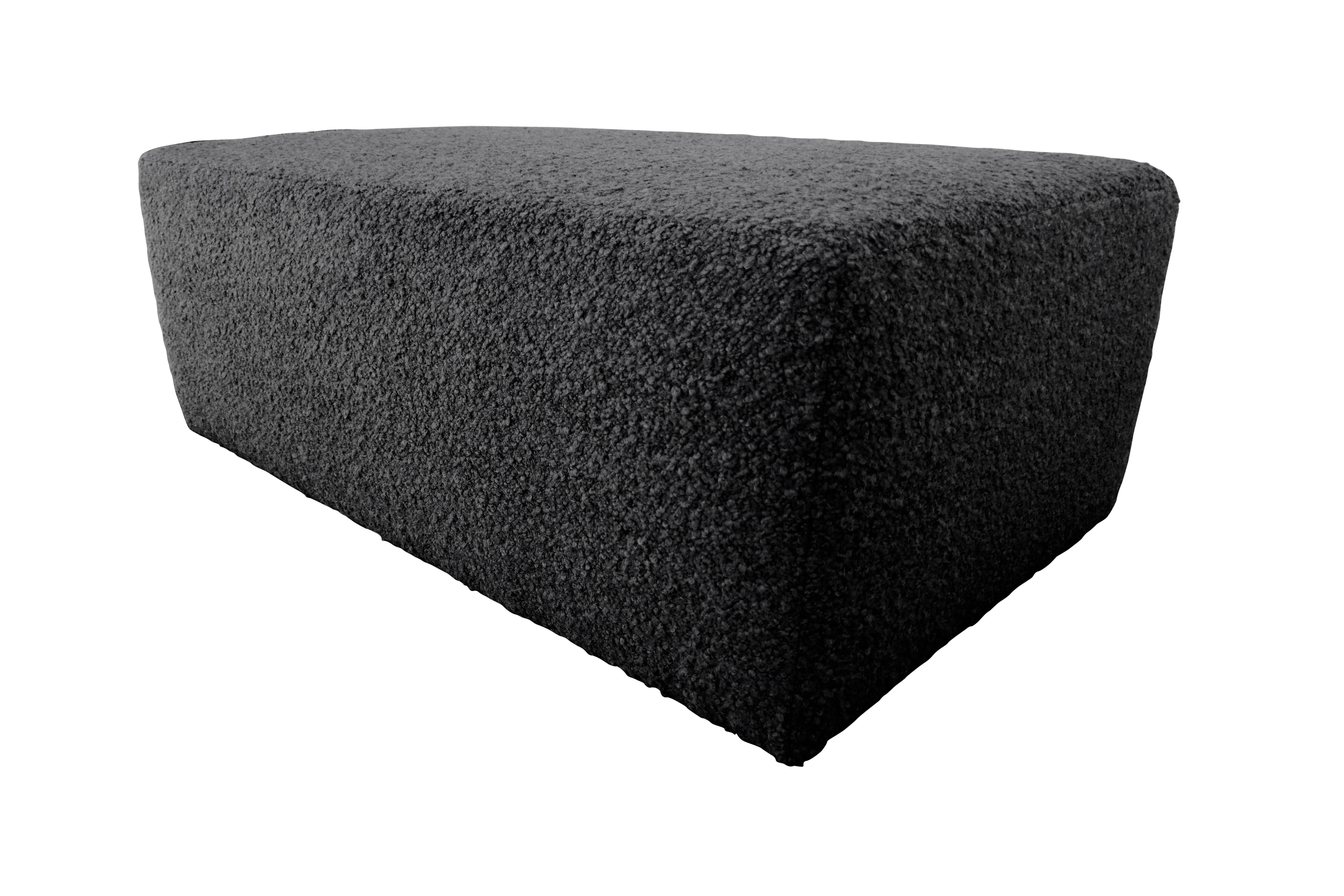 American FI Ultra-Luxe Obsidian Black Shearling Ottoman For Sale