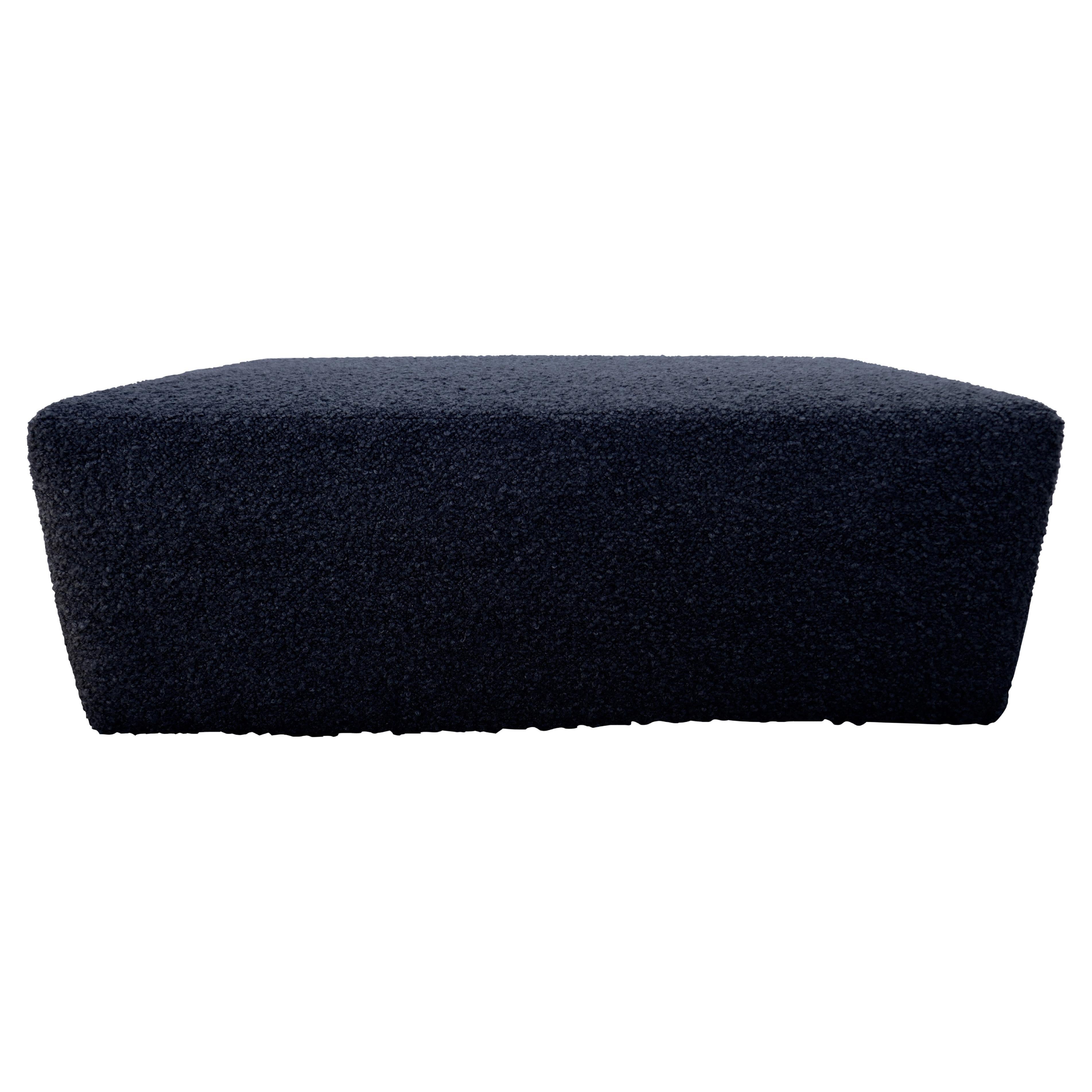 FI Otomana de lujo de piel de becerro negro obsidiana