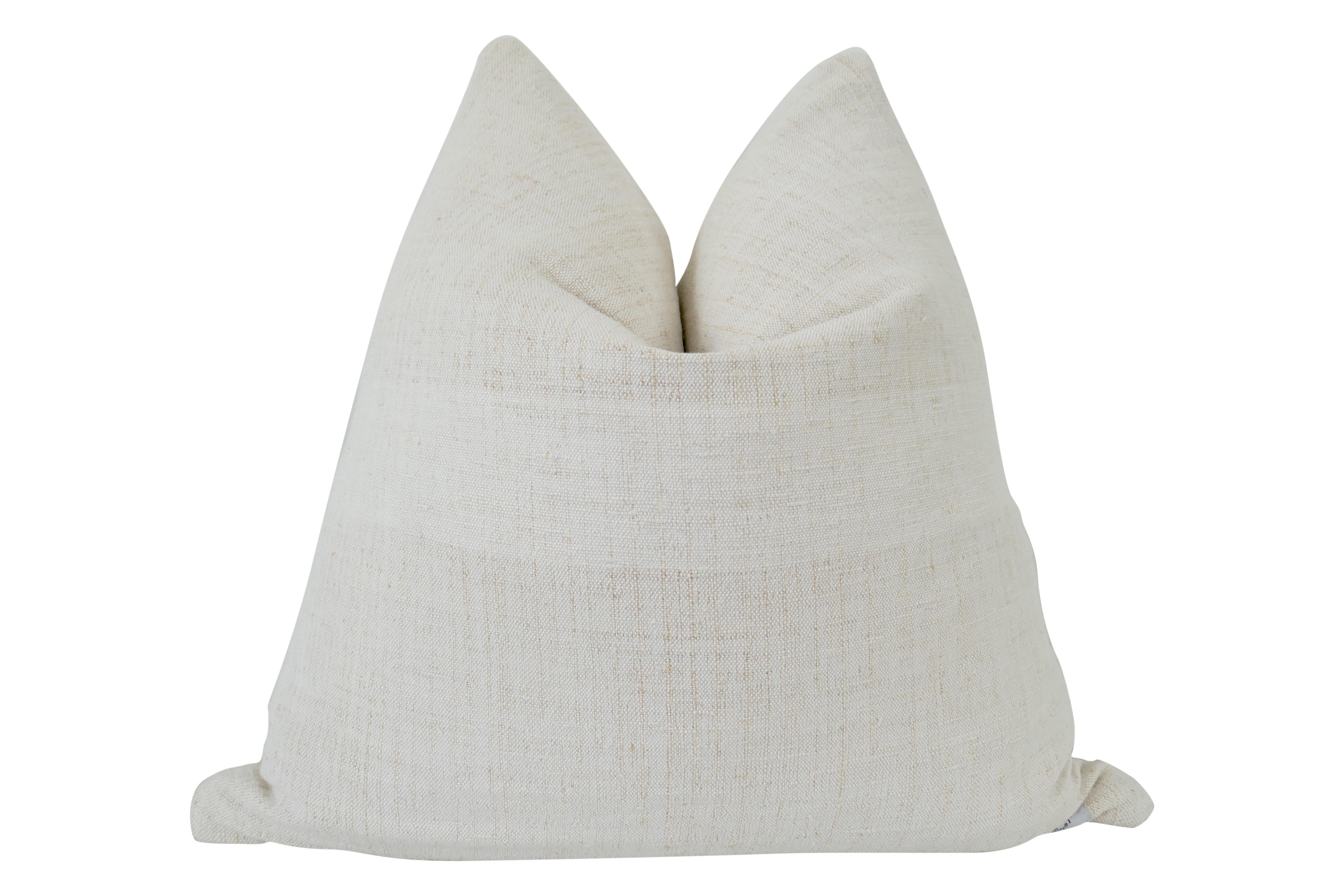 Late 20th Century FI Vintage Berber Kilim Wool & French Hand-Spun Linen Pillow