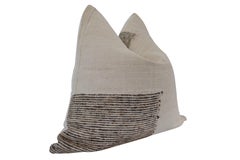 FI Vintage Almohada grande de lino natural y seda italiana