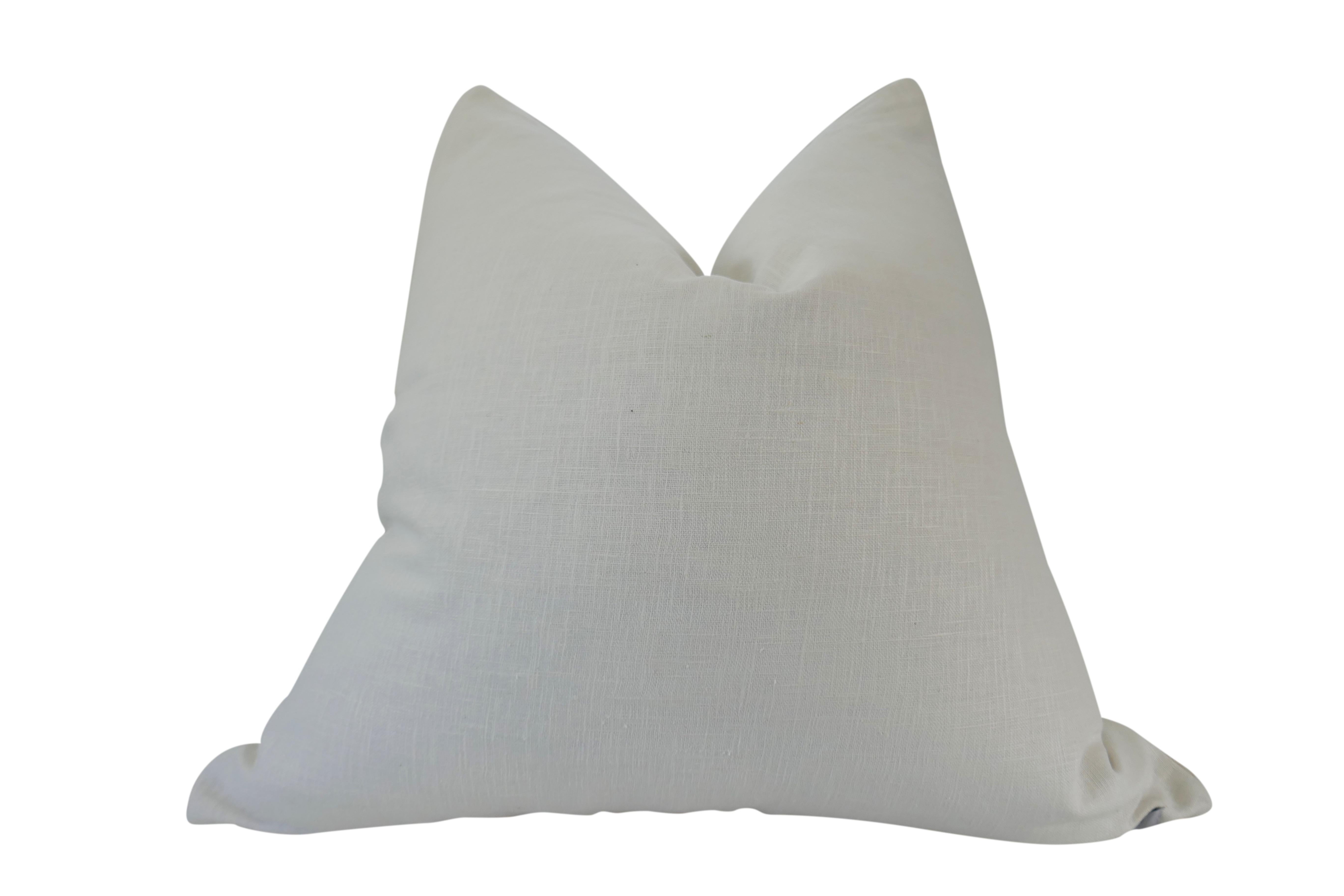 Contemporary FI Vintage Natural Linen & Italian Silk Large Pillow  For Sale