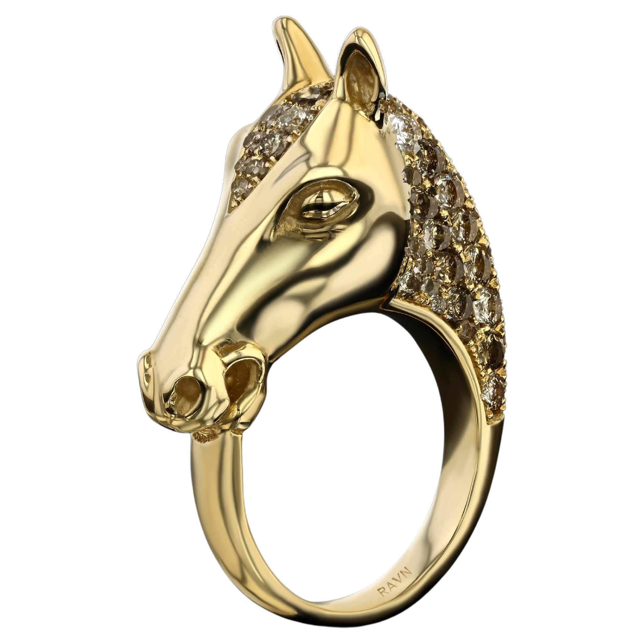 House of RAVN, 18 Karat massives Gold, Fiala-Ring mit 62 Diamanten (3,01 Karat insgesamt) im Angebot