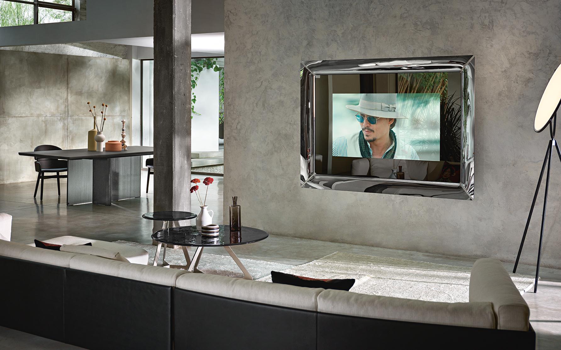 Modern Fiam Italia Caadre All Glass TV Mirror  by Philippe Starck For Sale