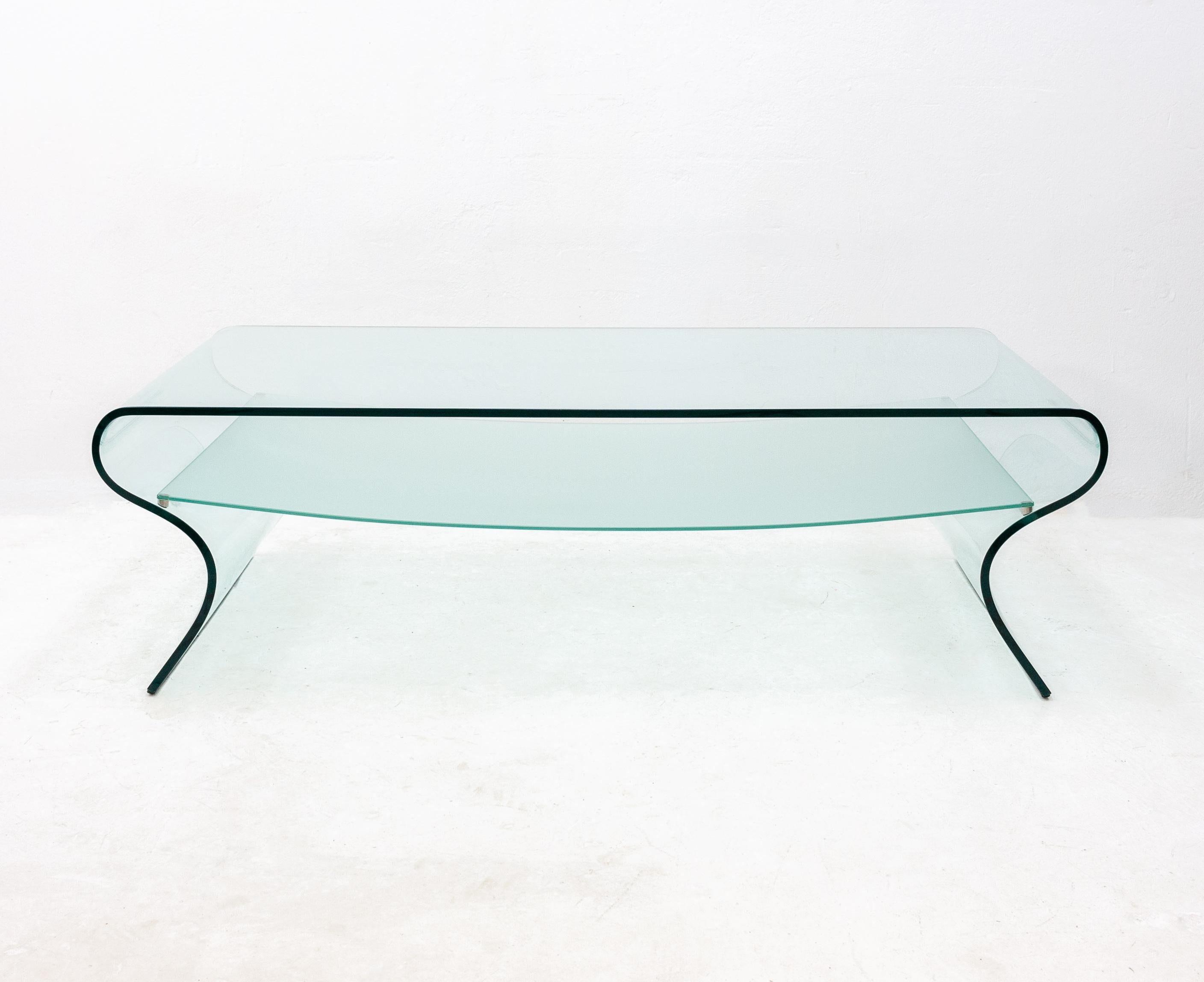 glass coffee table curved