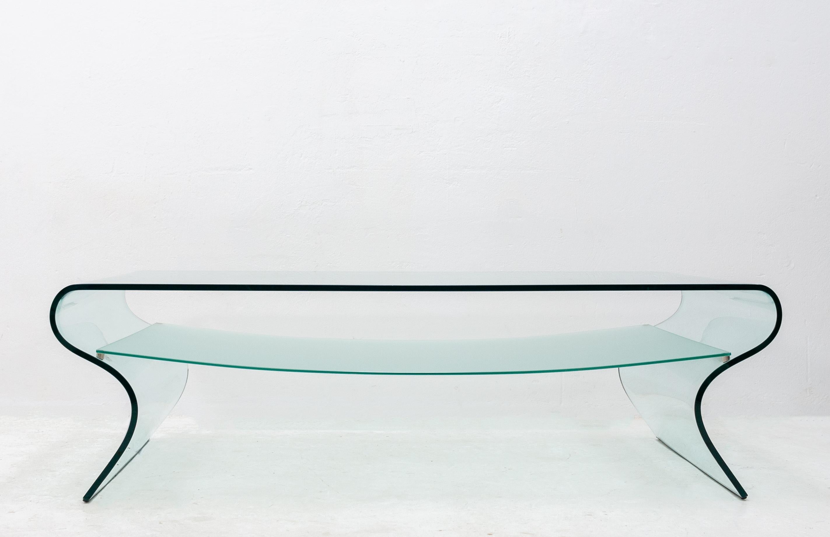 Modern FIAM 'Charlotte' Curved Glass Coffee Table by Prospero Rasulo
