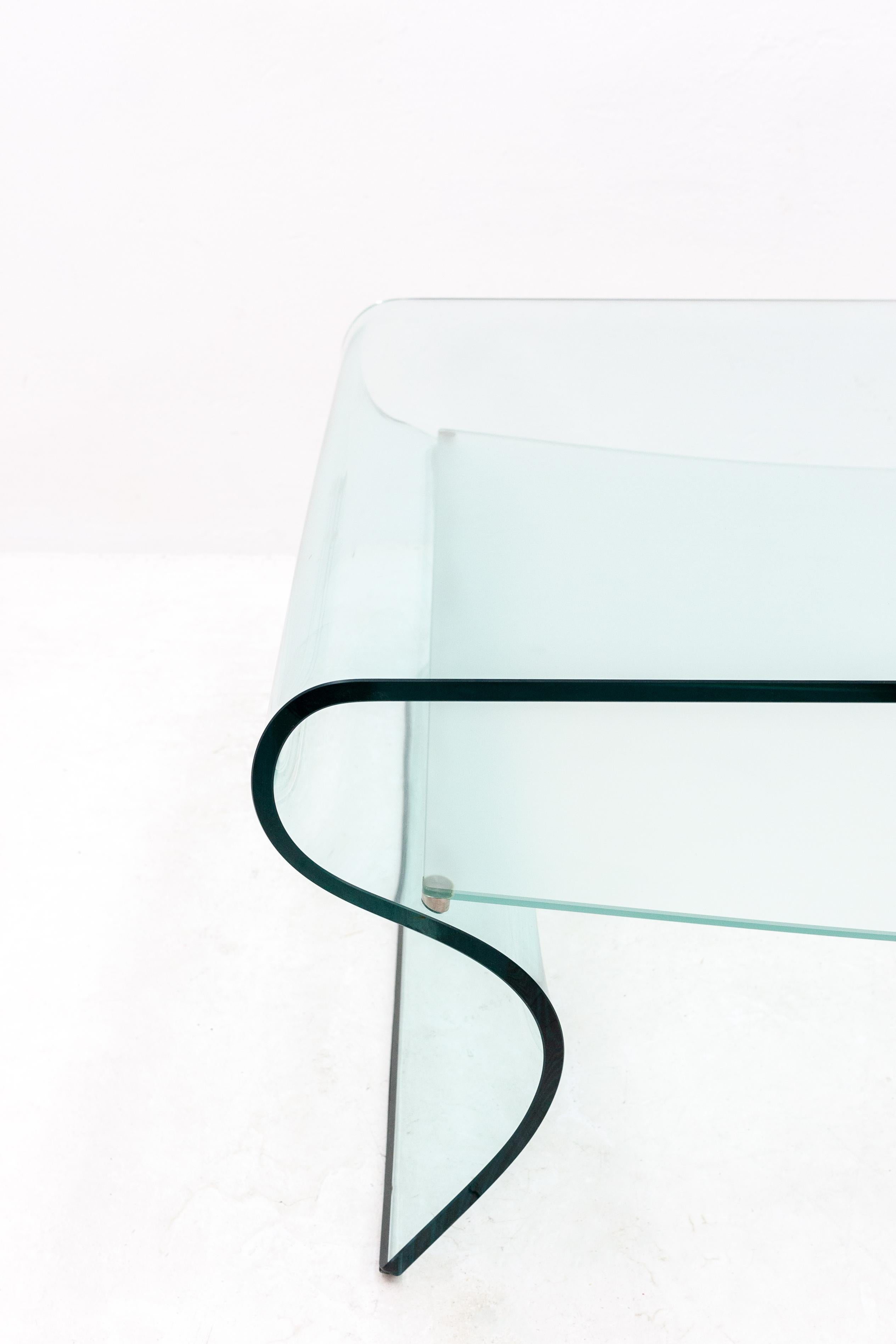 Italian FIAM 'Charlotte' Curved Glass Coffee Table by Prospero Rasulo