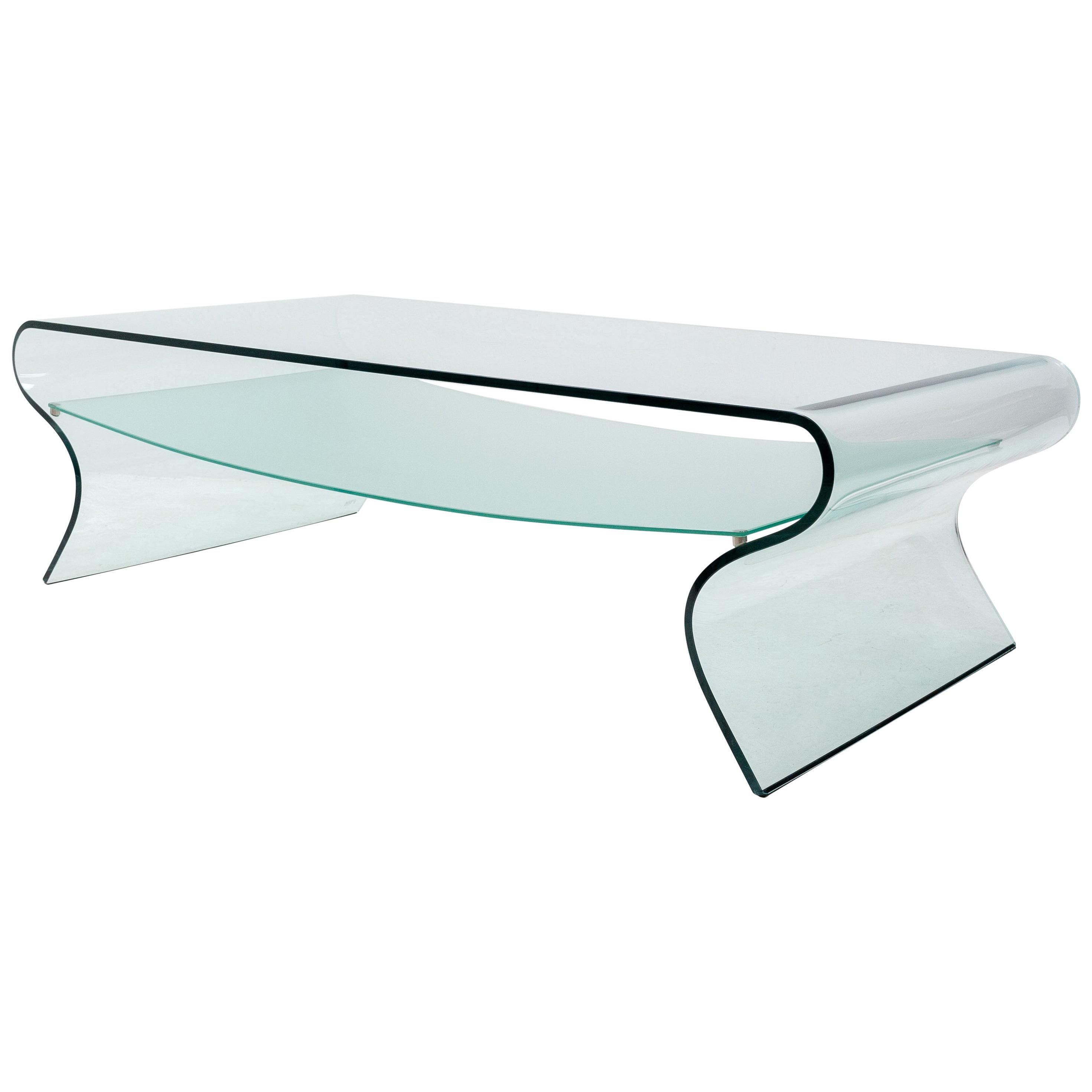 FIAM 'Charlotte' Curved Glass Coffee Table by Prospero Rasulo