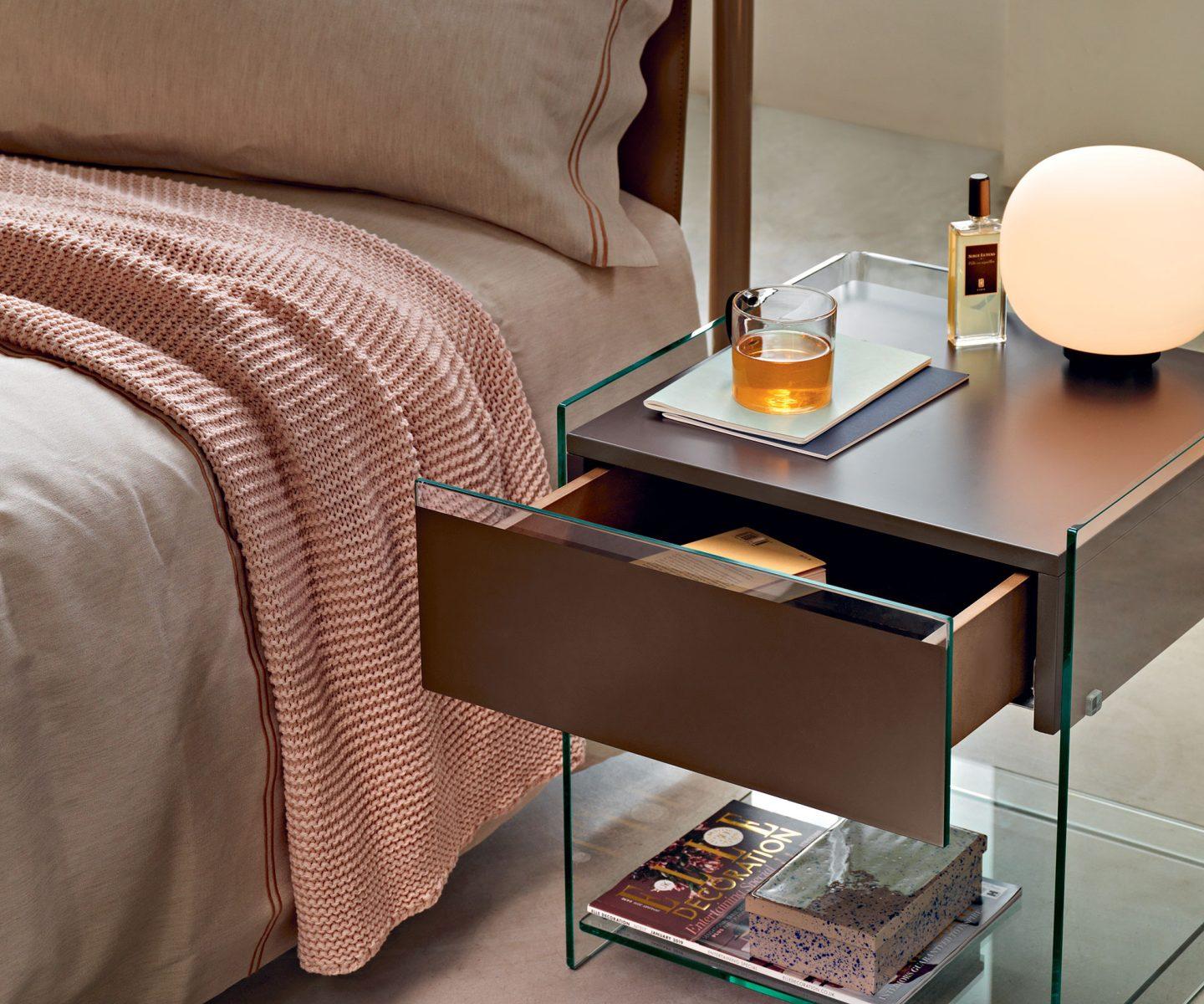 Italian Fiam Dino Glass Nightstand by CRS Fiam For Sale