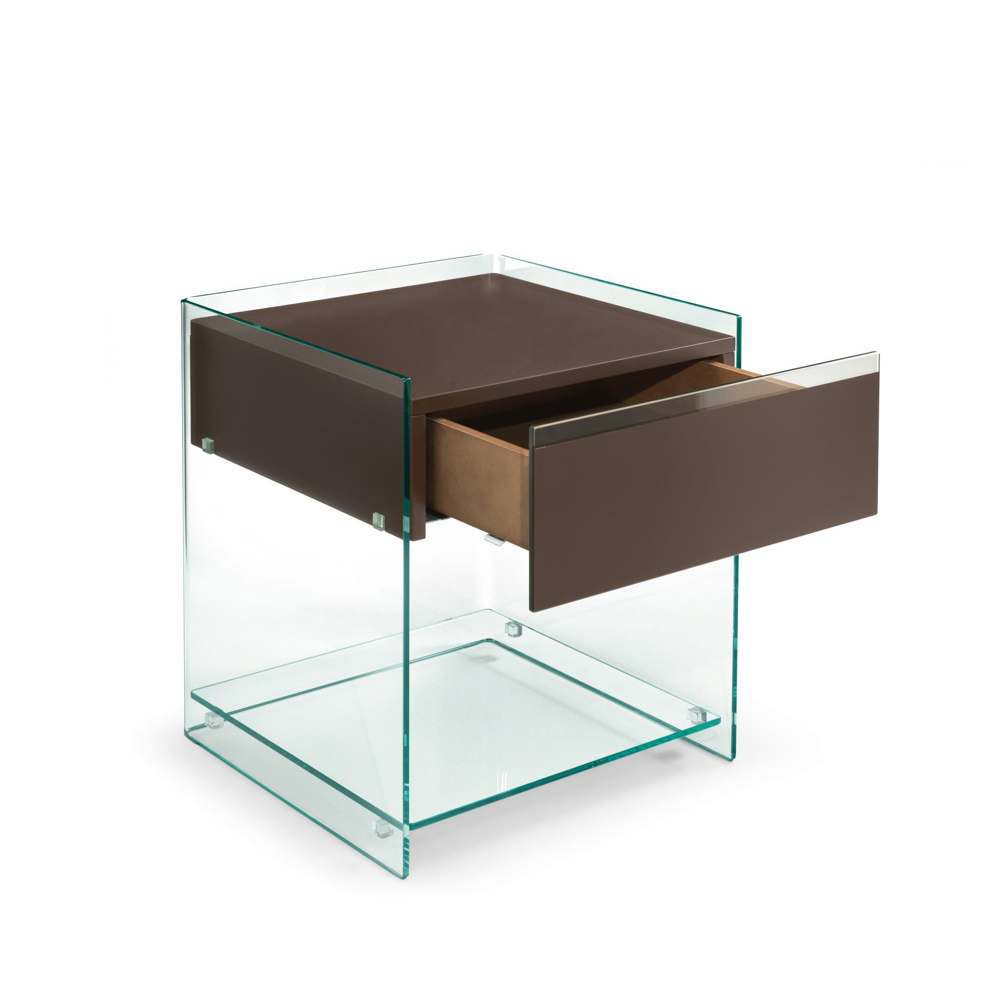 Contemporary Fiam Dino Glass Nightstand by CRS Fiam For Sale