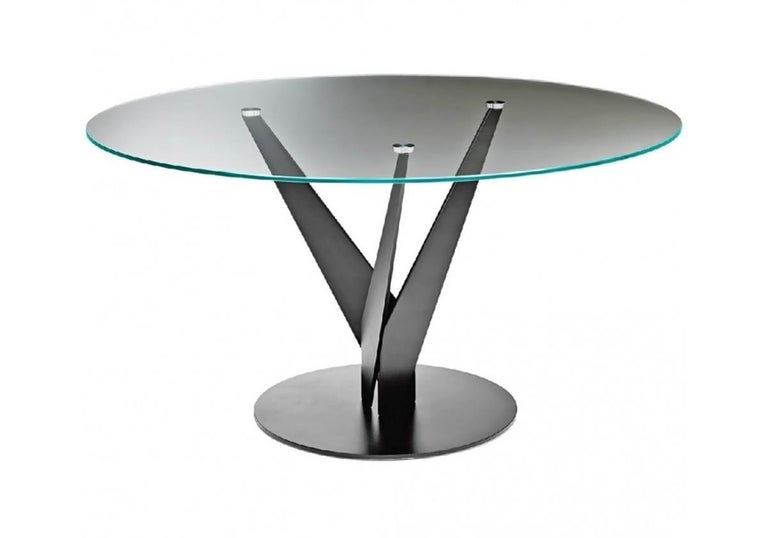 Italian Fiam Epsylon 4200/AC Round Table Transparent glass top by Fabio Di Bartolomei For Sale